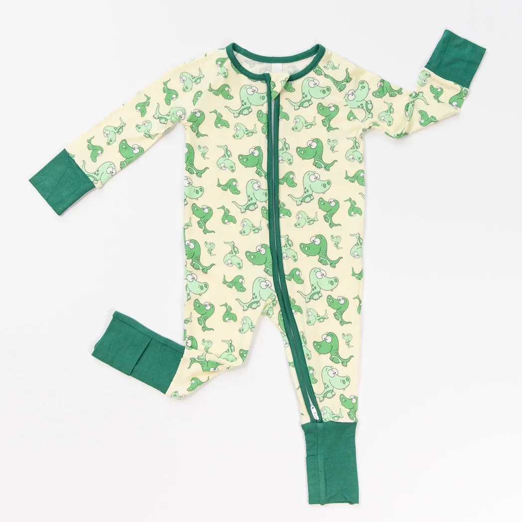 • Toddler Toothed Green Dino • Bamboo Baby Onesie