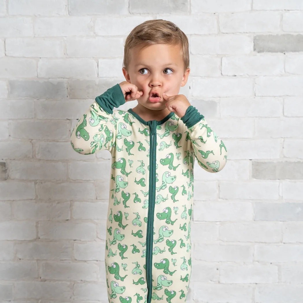 • Toddler Toothed Green Dino • Bamboo Baby Onesie