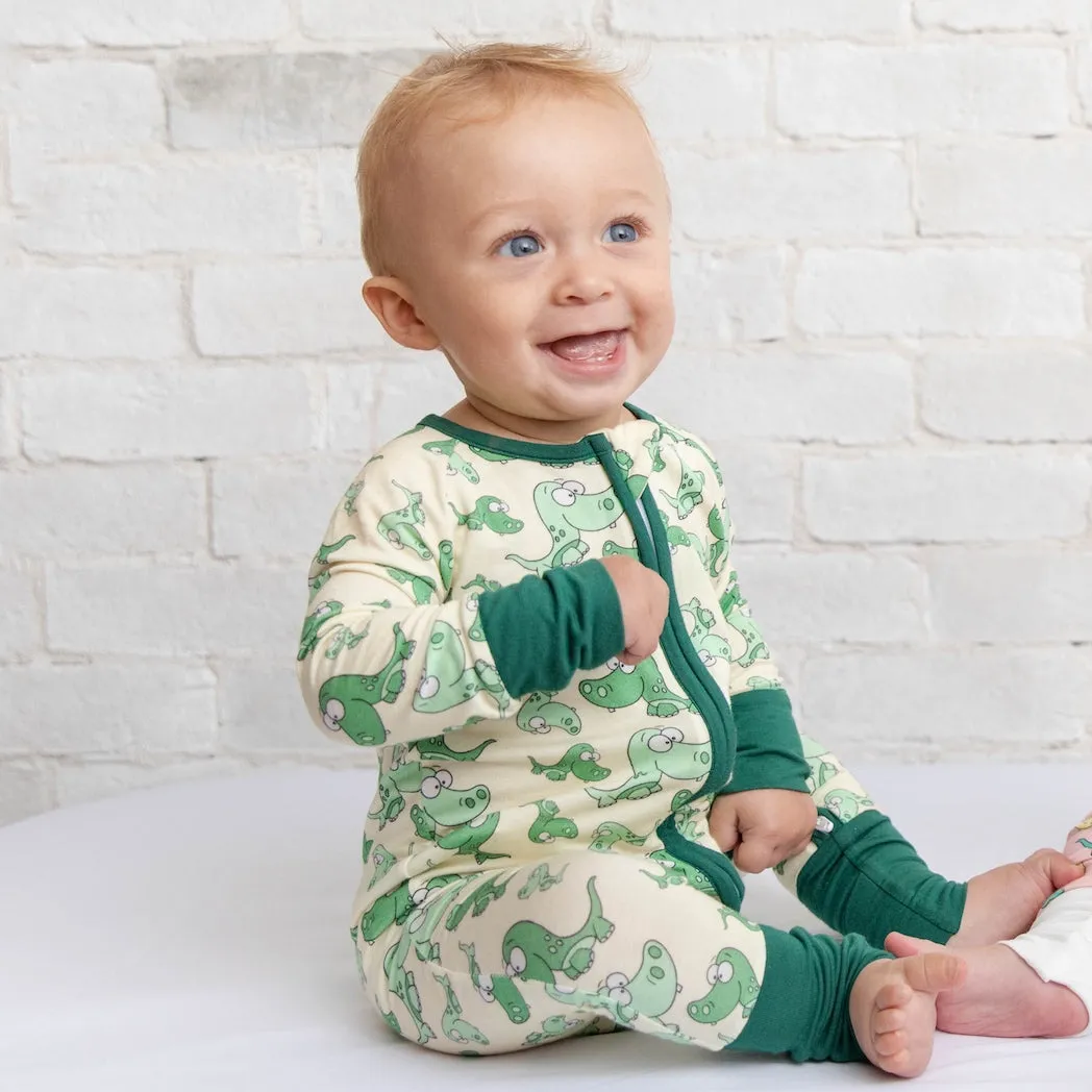 • Toddler Toothed Green Dino • Bamboo Baby Onesie