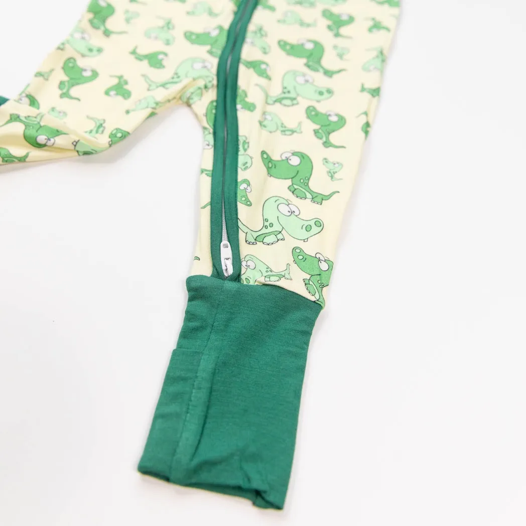 • Toddler Toothed Green Dino • Bamboo Baby Onesie