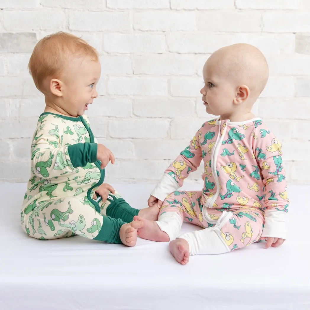 • Toddler Toothed Green Dino • Bamboo Baby Onesie