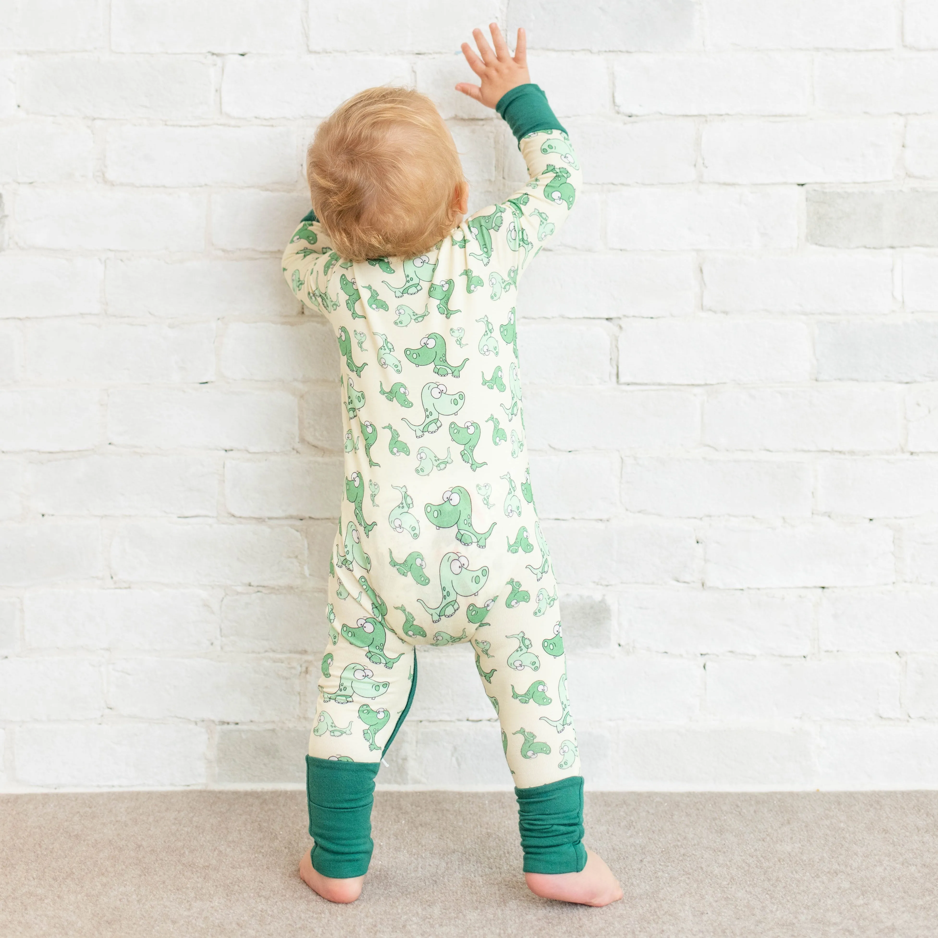 • Toddler Toothed Green Dino • Bamboo Baby Onesie