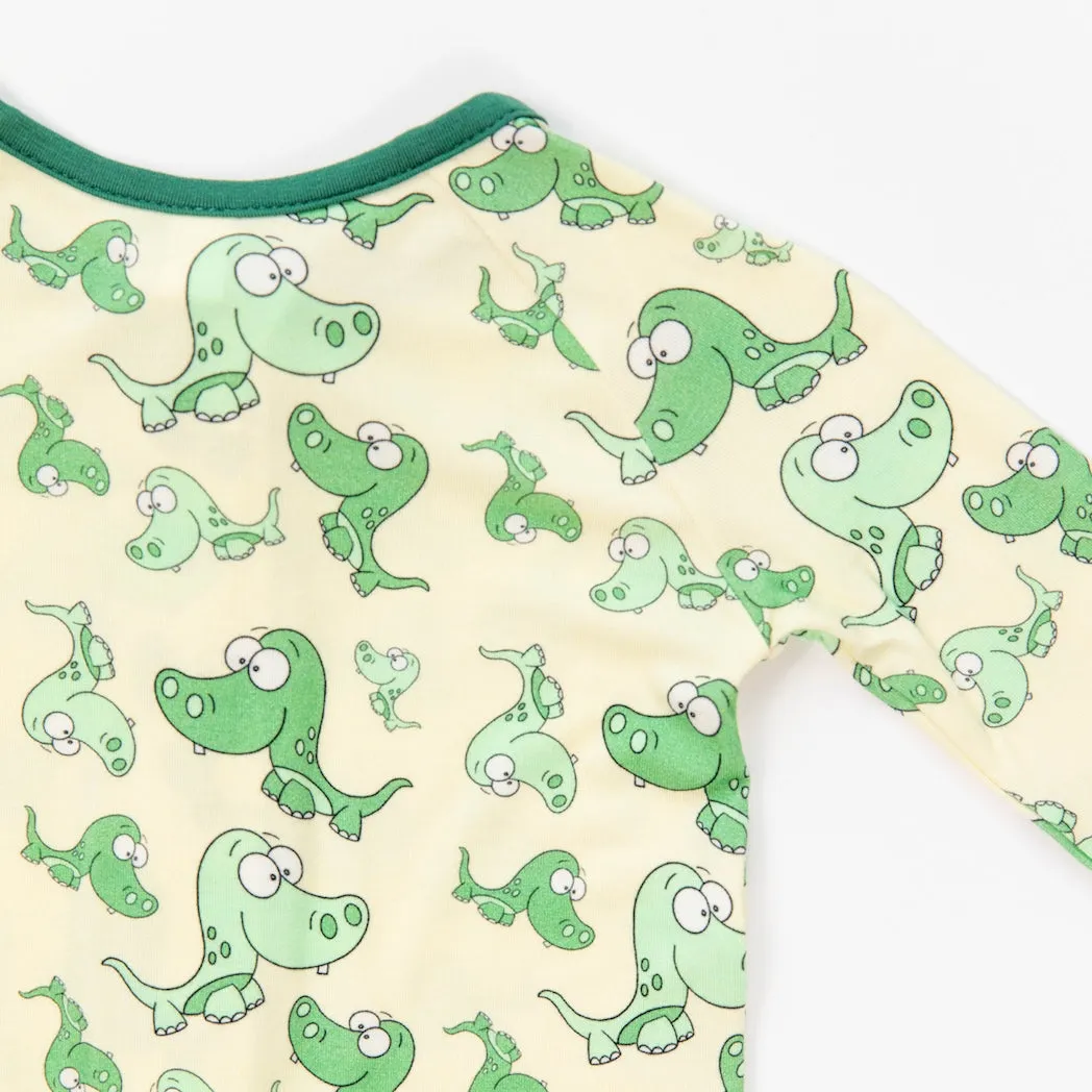 • Toddler Toothed Green Dino • Bamboo Baby Onesie