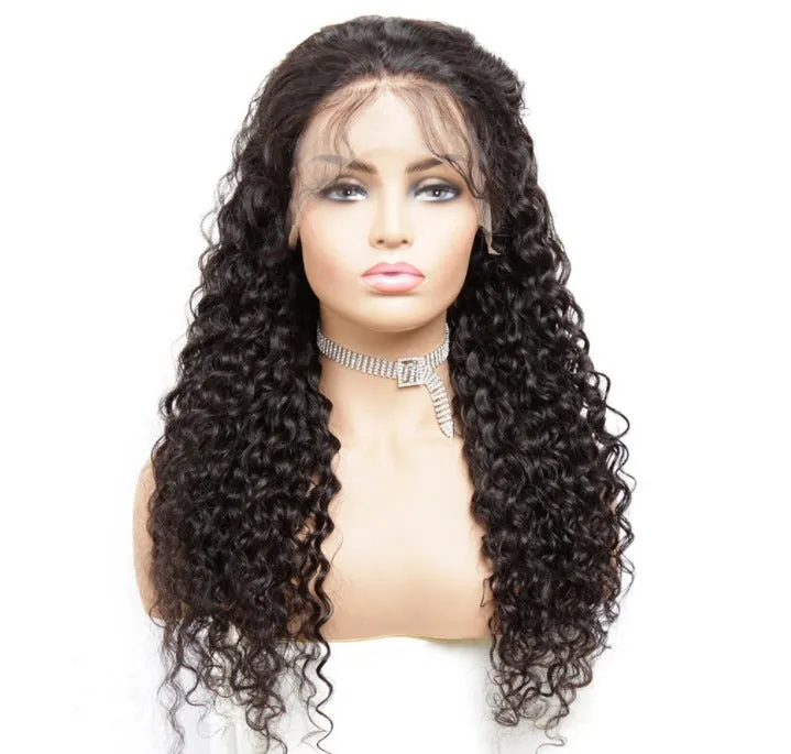 13x1x4 Deep Wave 13x1x6 T part Lace Transparent Human Hair Wigs 180% D