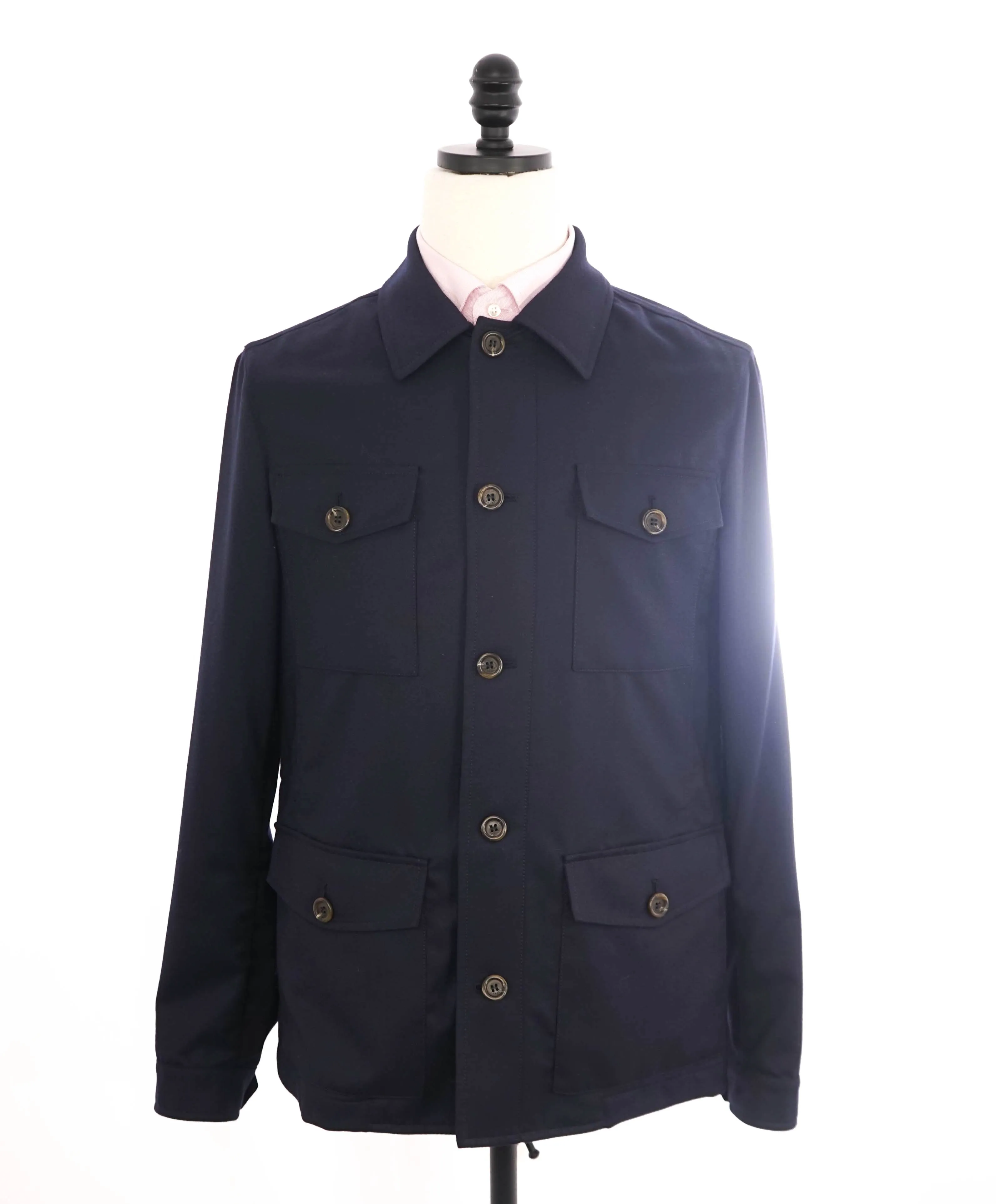 $1,495 CANALI -  Navy Wool COUNTRYSIDE Rain protection Jacket Blazer - 38R US