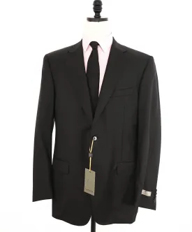 $1,795 CANALI -  Black Solid Notch Lapel 2-Btn Blazer - 44L US