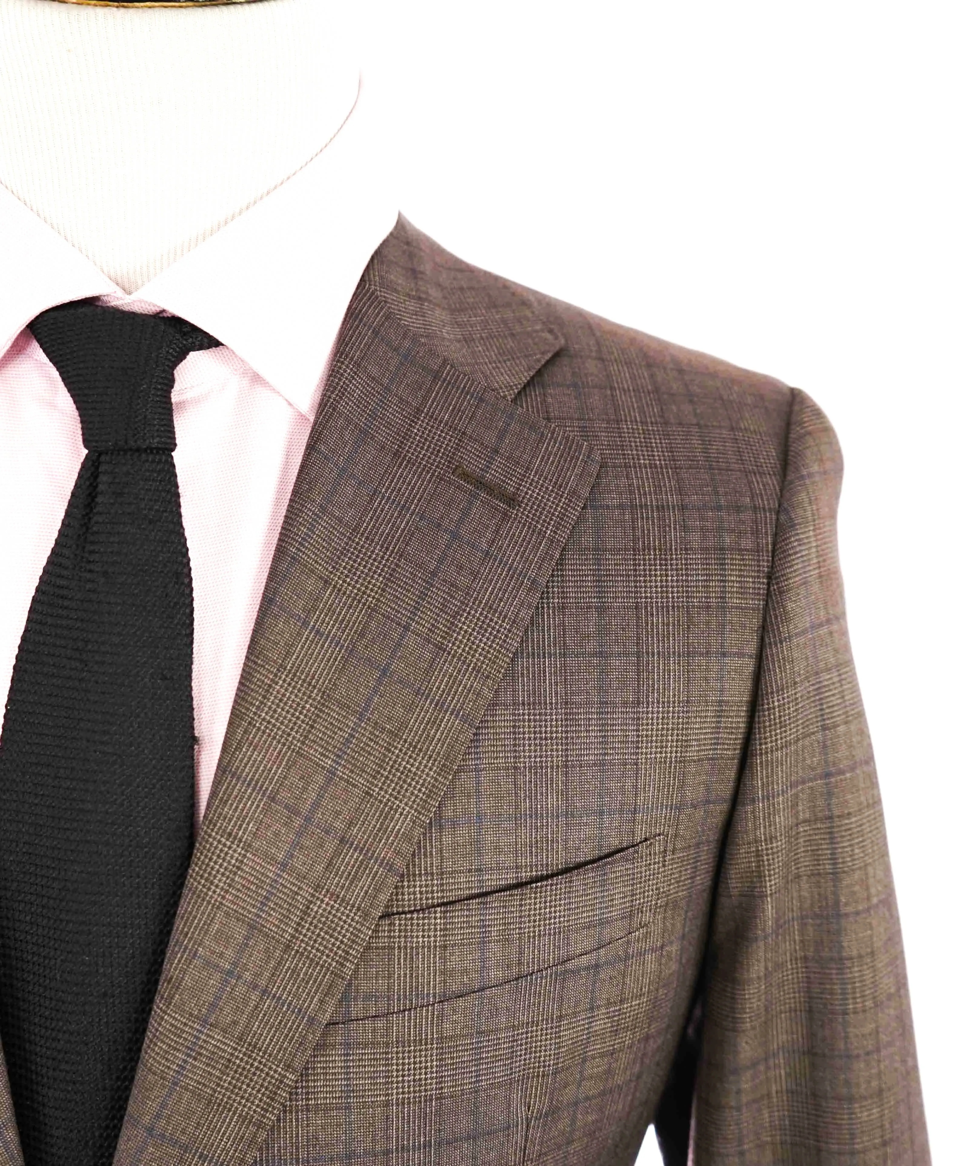 $1,895 CANALI - Brown & Blue Prince of Wales Check Plaid Wool Blazer - 40R