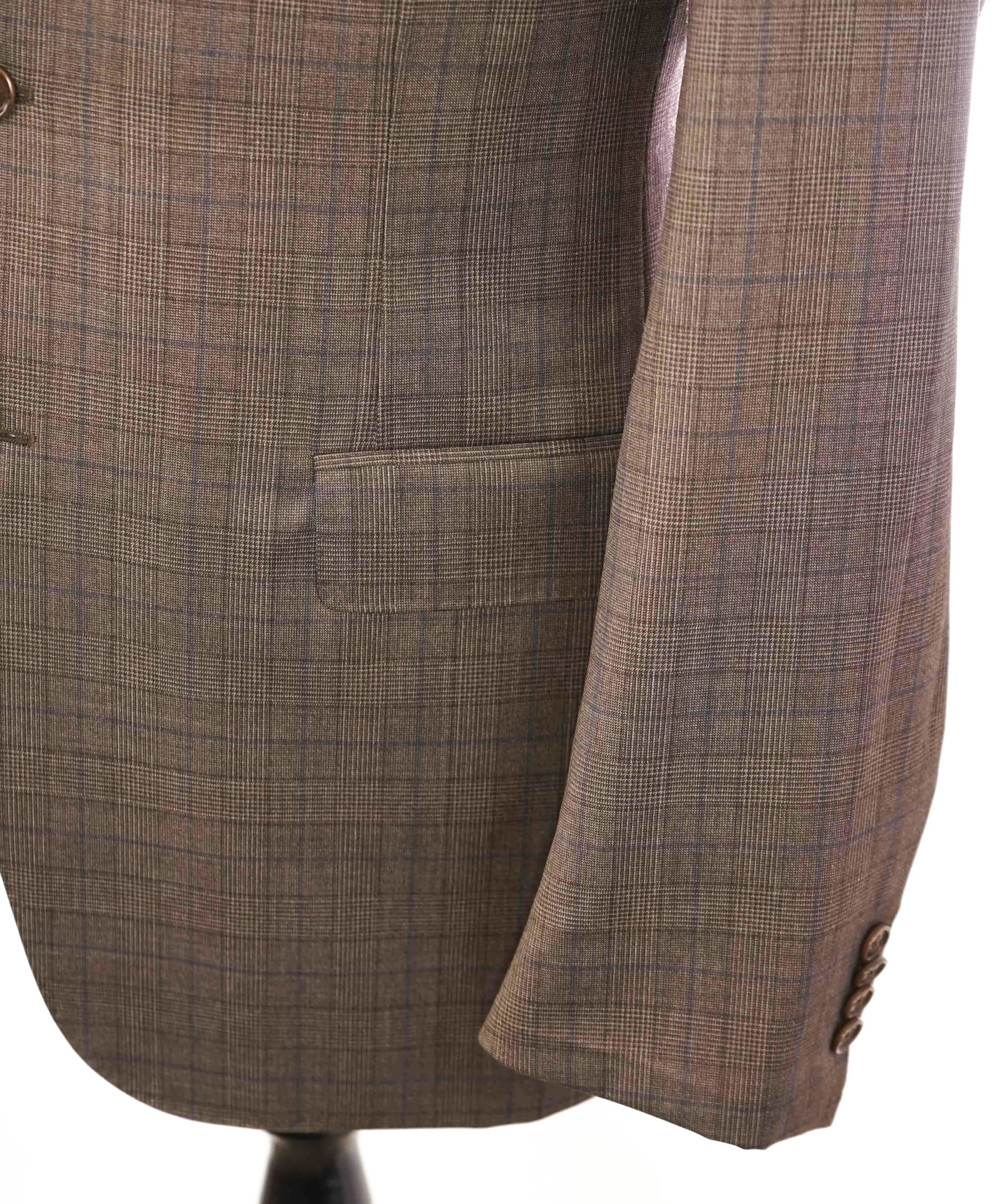 $1,895 CANALI - Brown & Blue Prince of Wales Check Plaid Wool Blazer - 40R