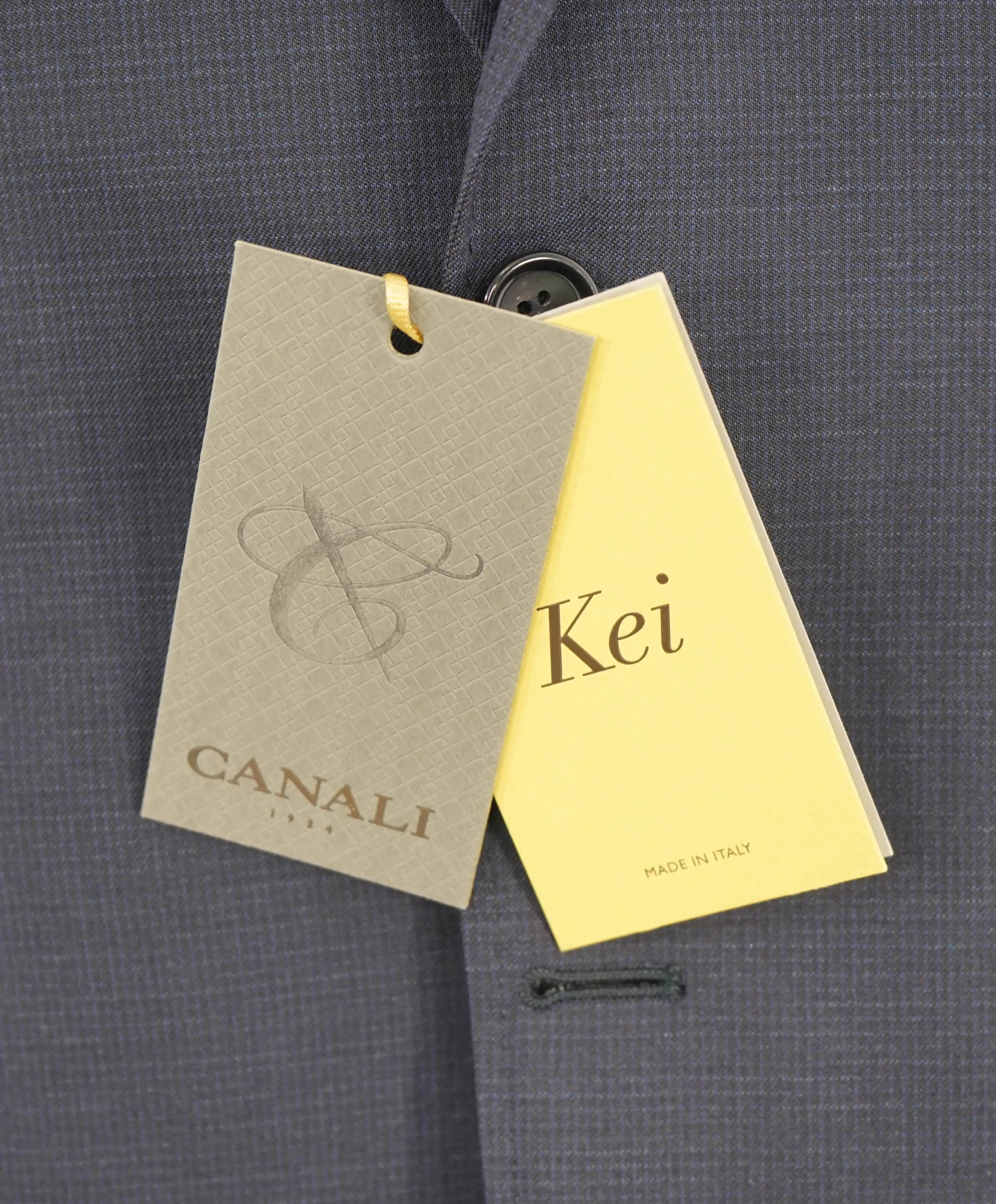 $1,895 CANALI - "KEI" Semi-Lined "IMPECCABILE" Blue Micro Check Wool Blazer - 42R