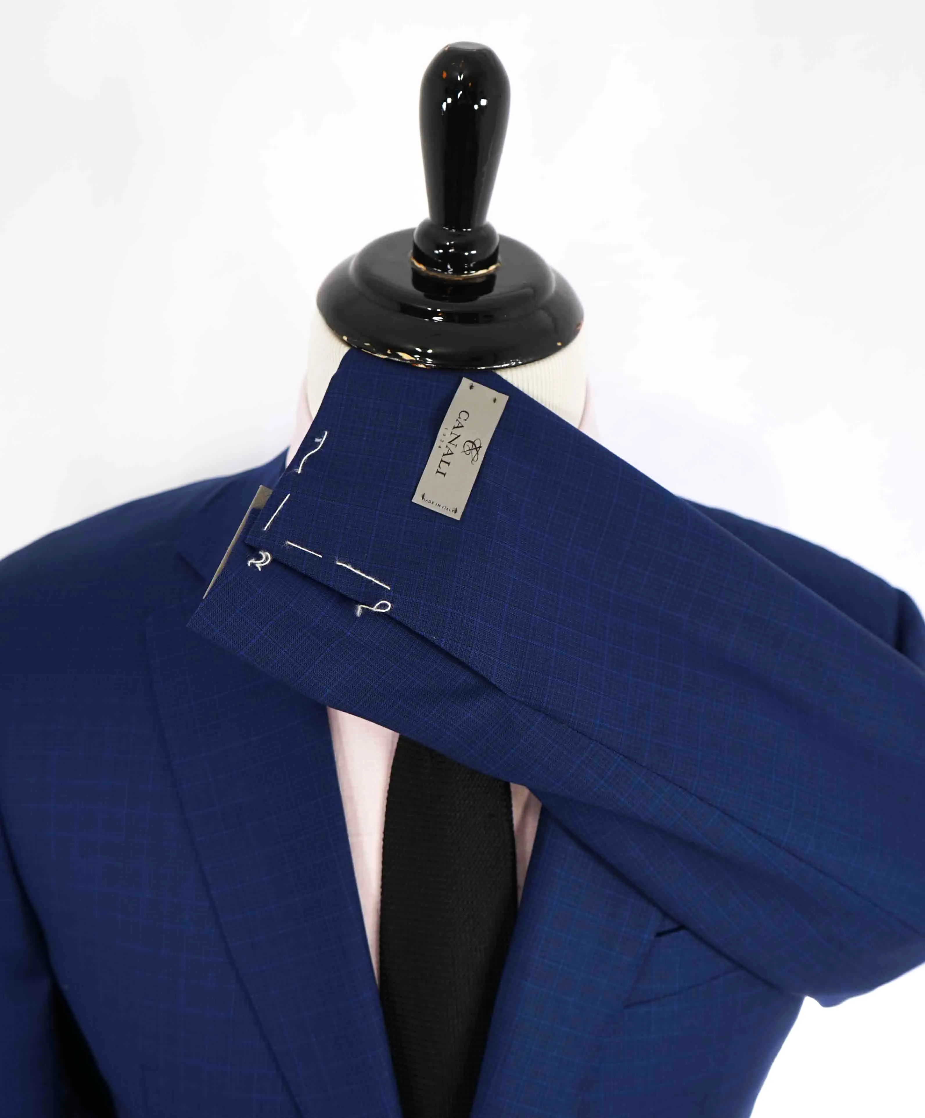 $1,895 CANALI - Royal Blue Abstract Check Textured Blazer - 42R