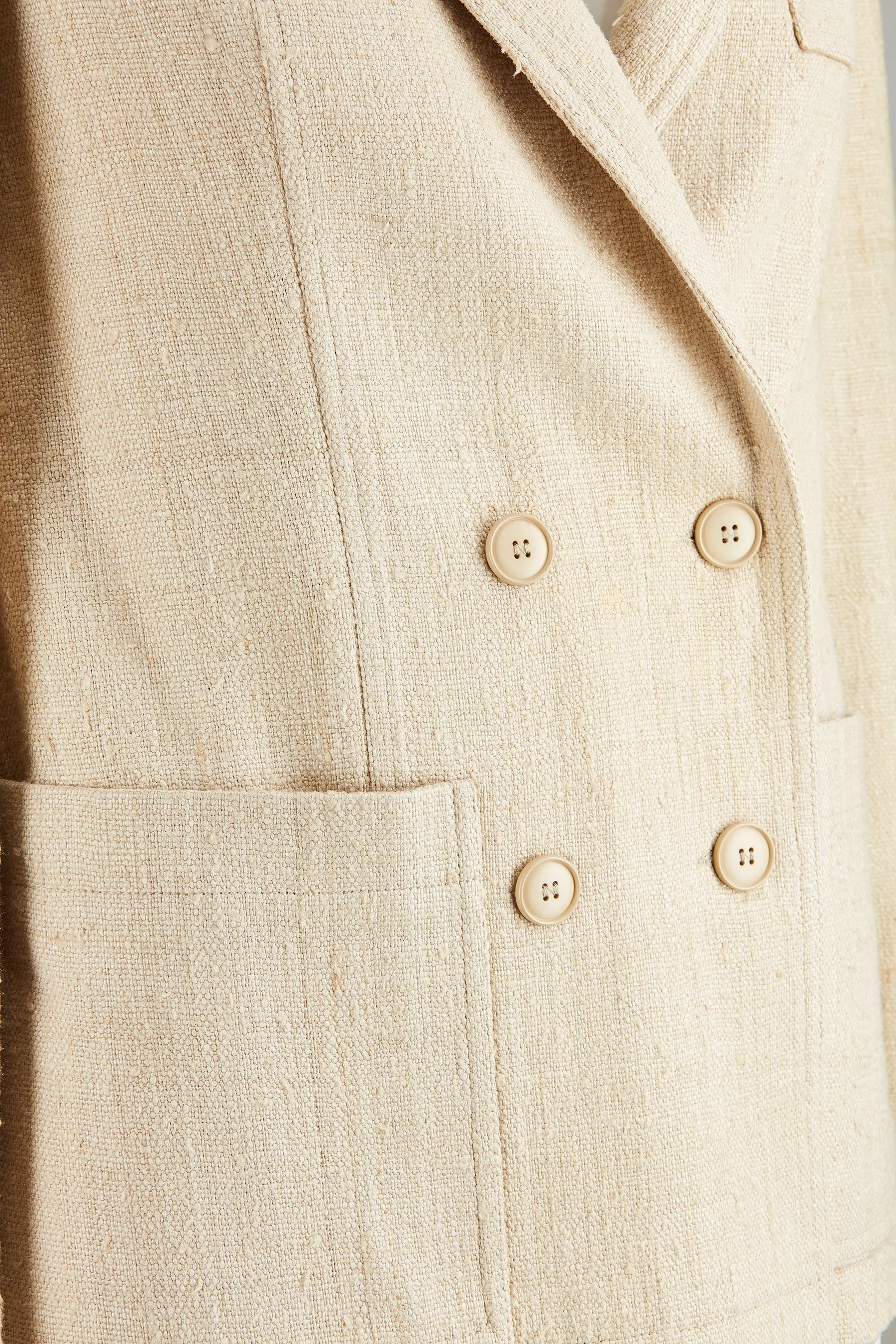 1990s Christian Dior Oatmeal Linen Double Breasted Jacket