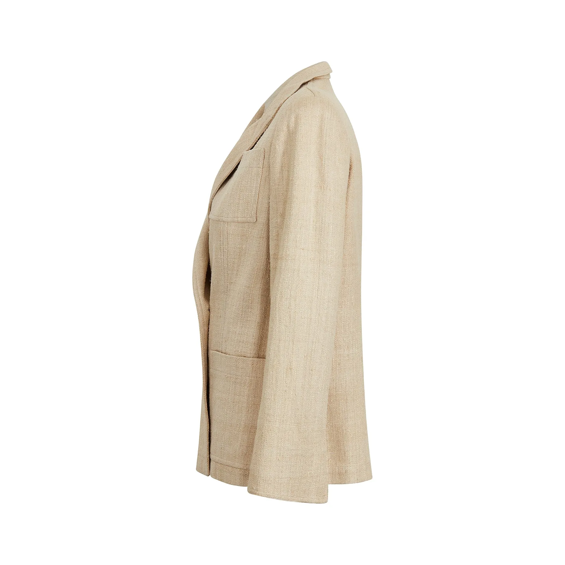 1990s Christian Dior Oatmeal Linen Double Breasted Jacket