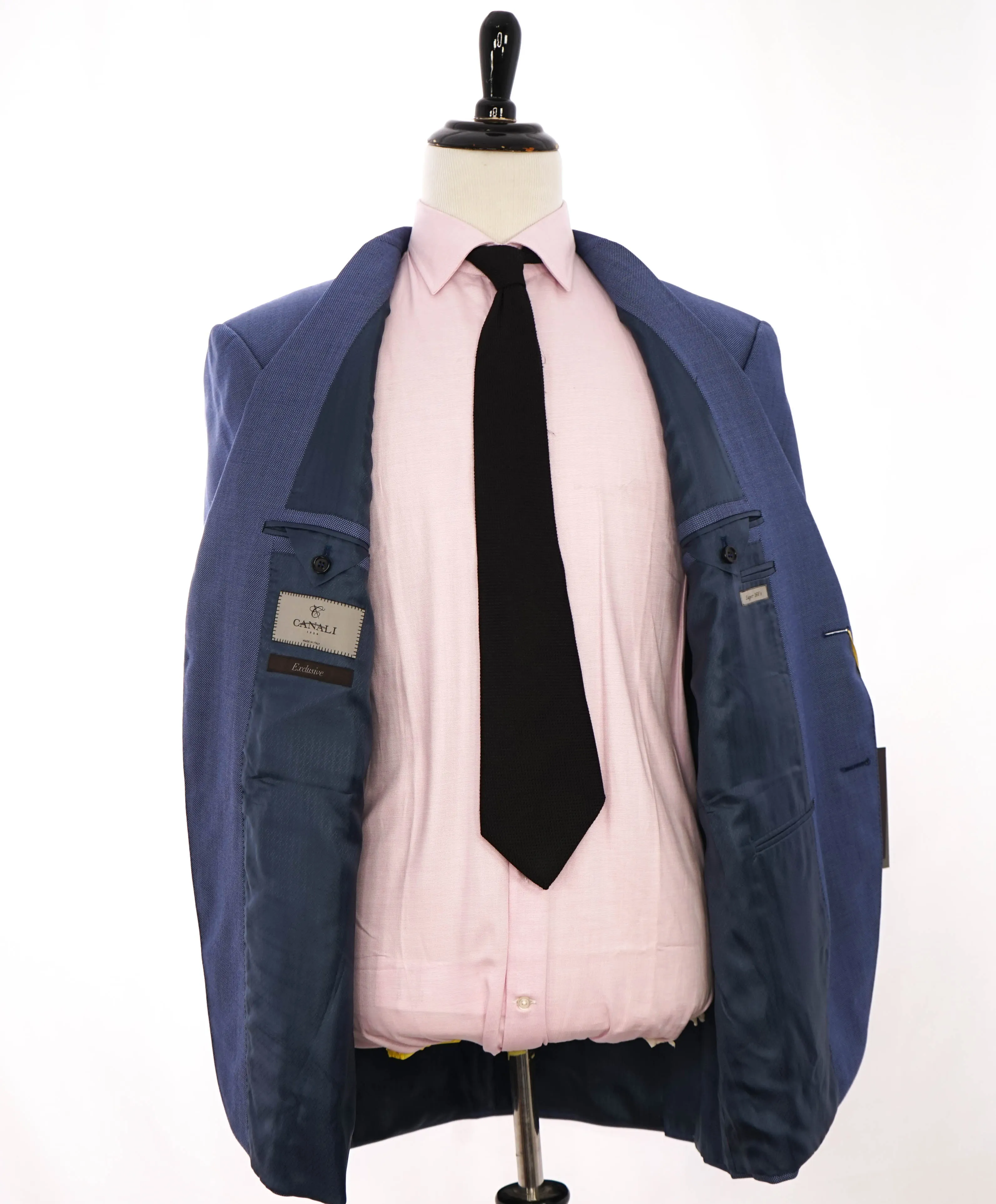 $2,495 CANALI - "EXCLUSIVE Super 160's" Blue Pindot Blazer - 46L