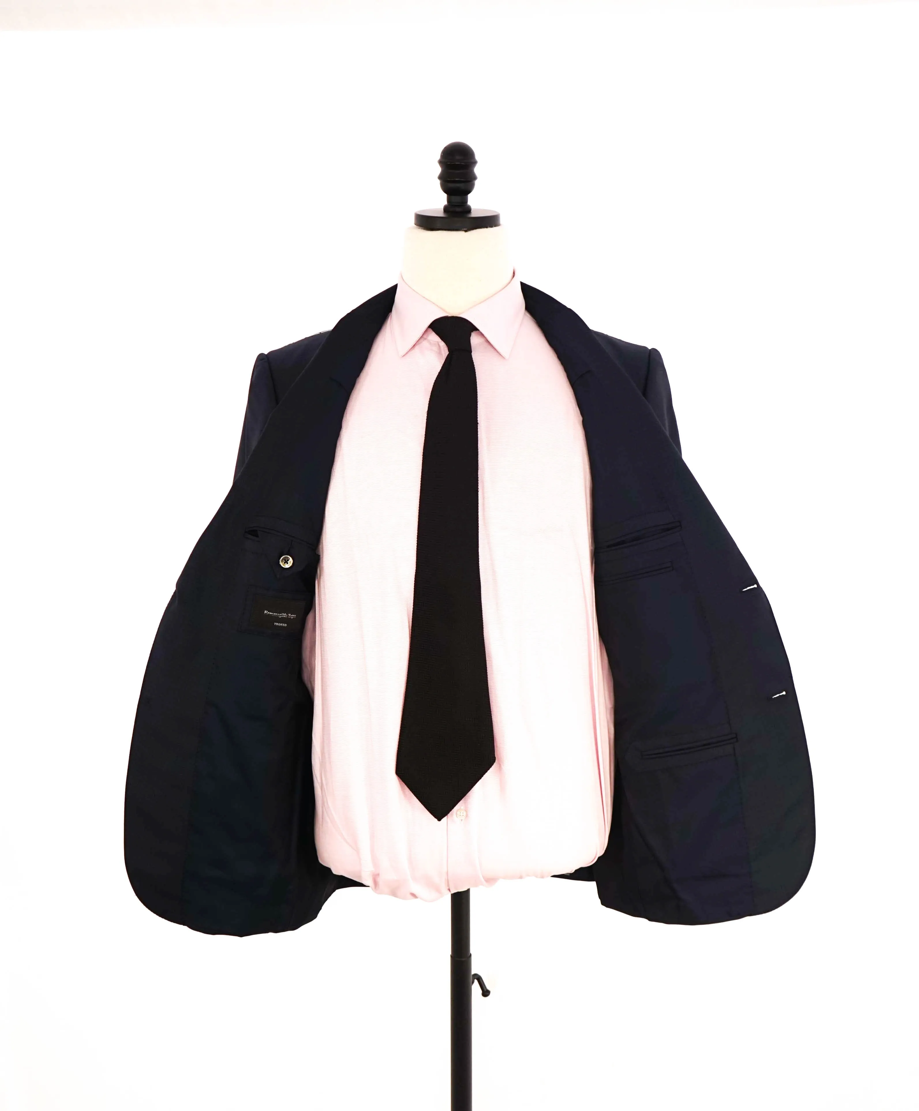 $3,250 ERMENEGILDO ZEGNA -"TROFEO" Navy Blue Birdseye Blazer - 40S