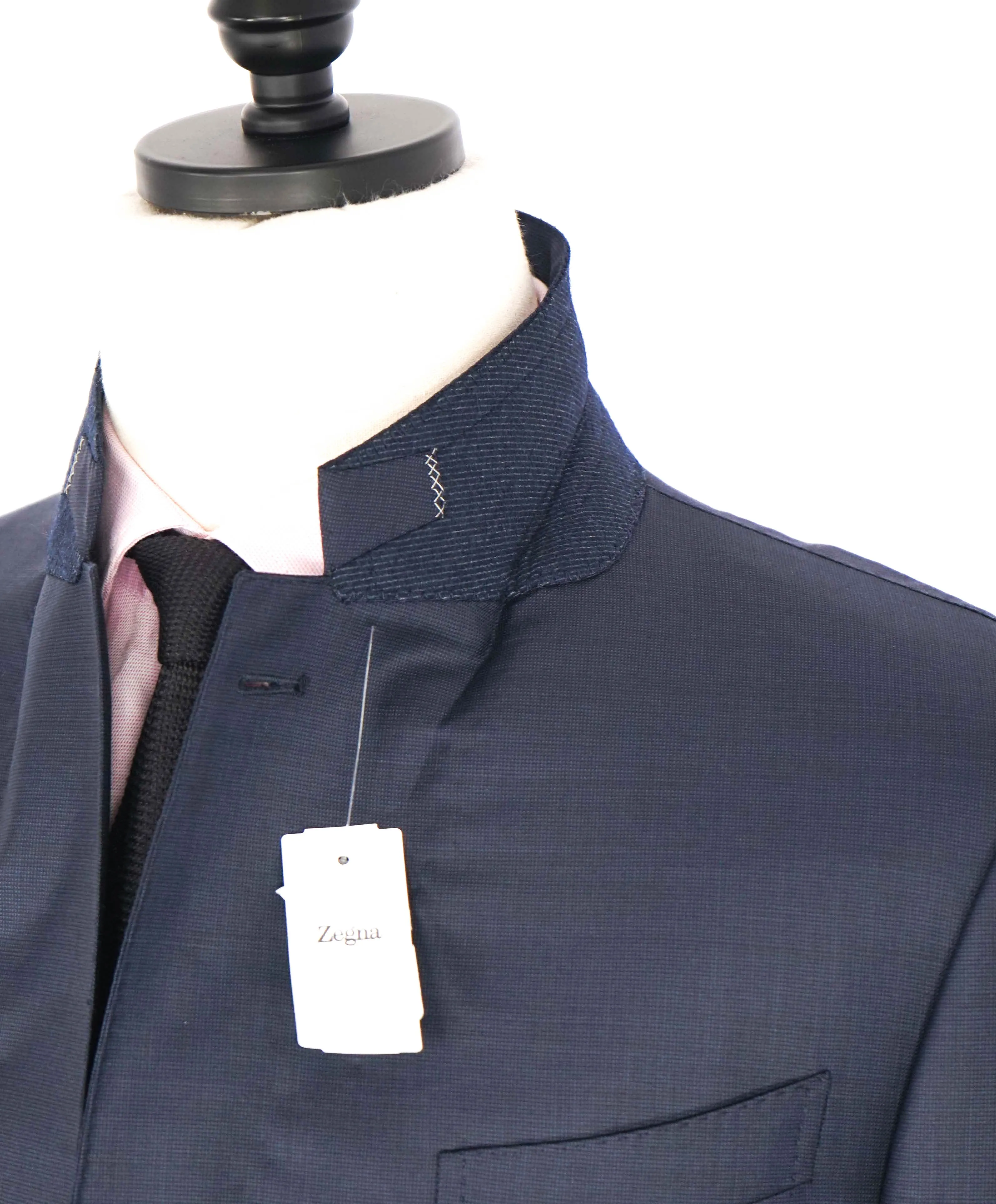 $3,695 ERMENEGILDO ZEGNA -"TROFEO" Navy Blue Birdseye Blazer - 42S