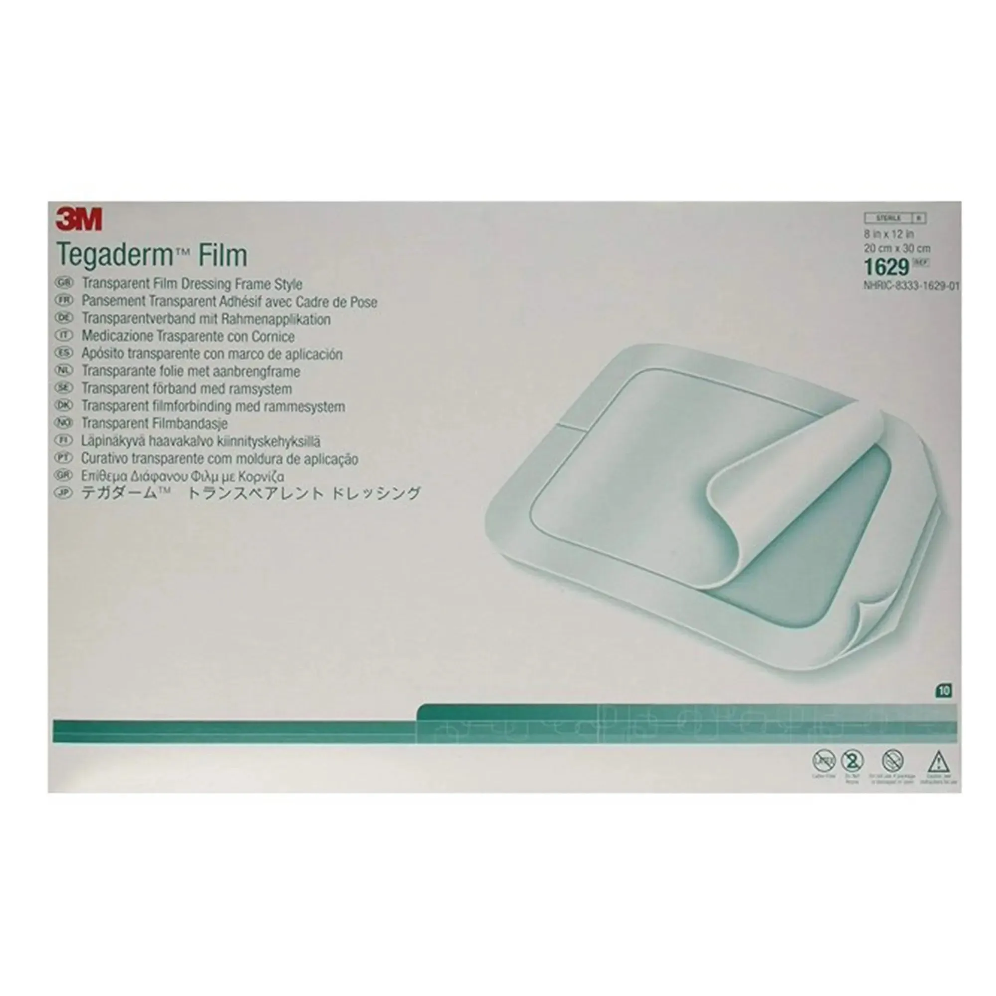 3M™ Tegaderm™ Rectangular Transparent Sterile Film Dressing, 8 x 12 Inch