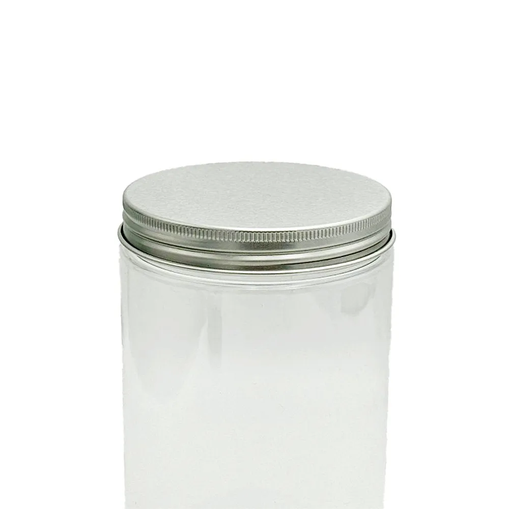 400mL/83mm Neck Straight Sided Plastic Jar With Metal Lid