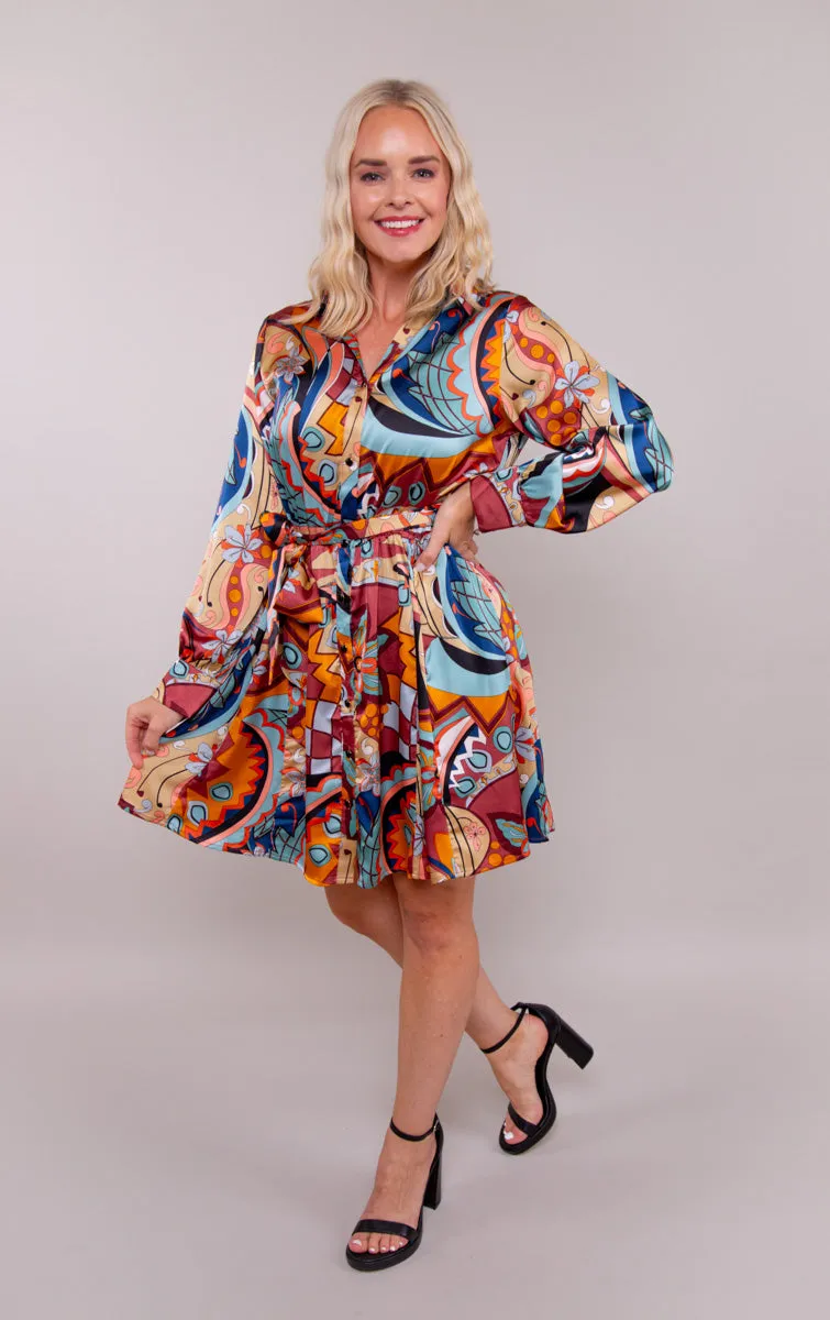 Abstract Wrap Dress