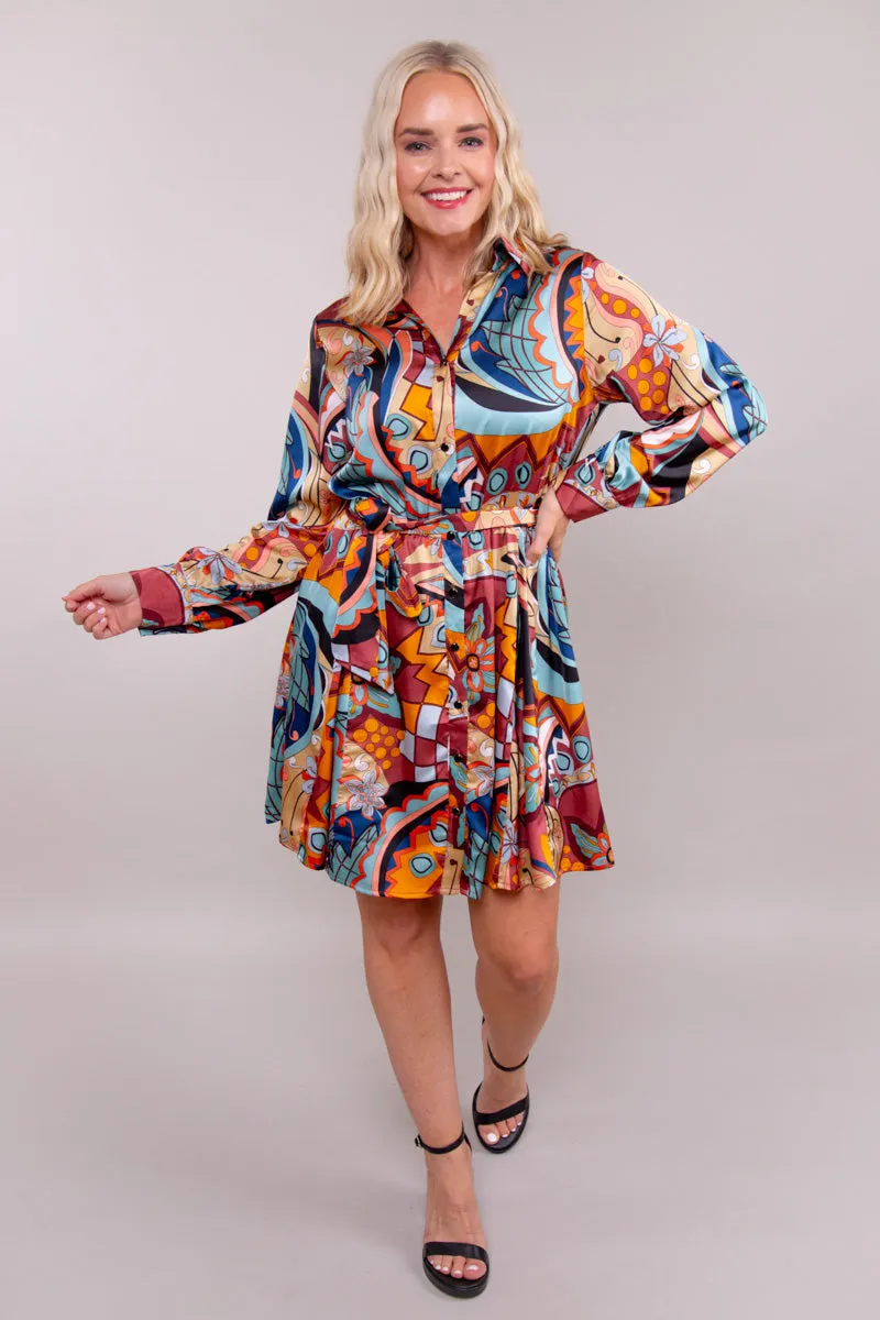 Abstract Wrap Dress