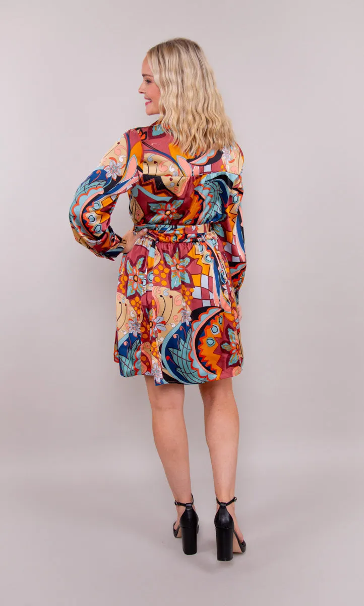 Abstract Wrap Dress