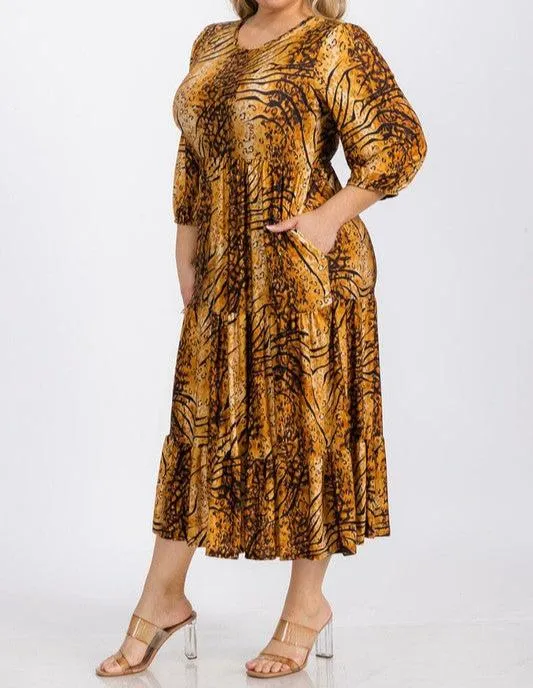 Animal Print Blossoms Dress