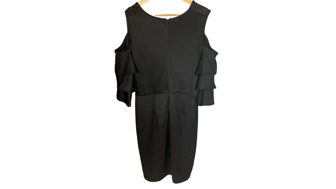 Ashley Stewart's Black Cold Shoulder Ruffle Dress, 18/20