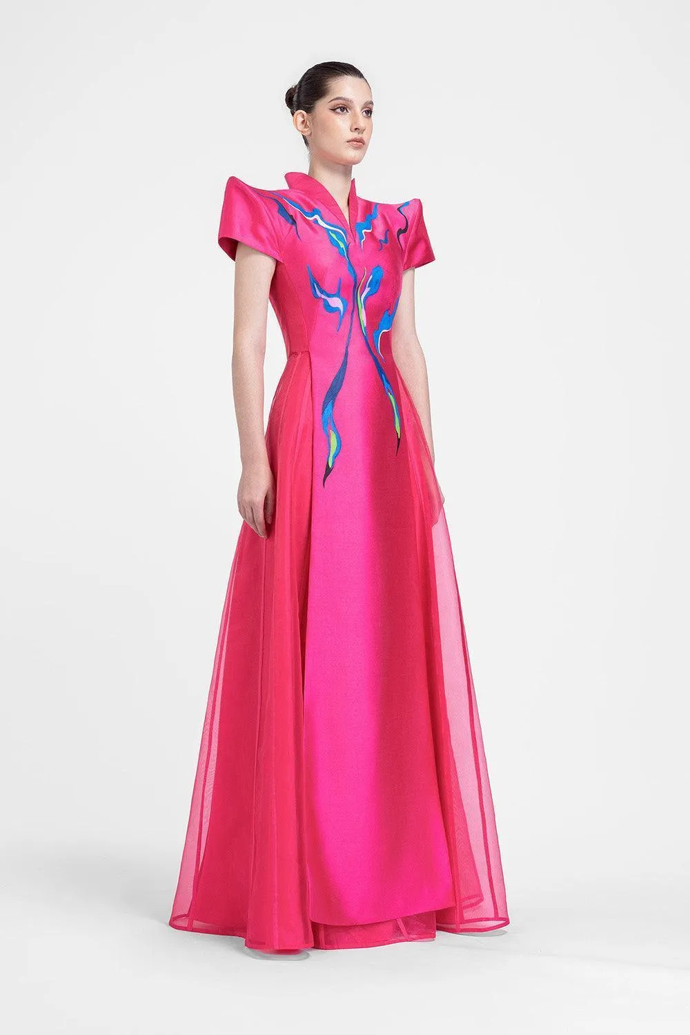 Azalea A-line V-Neck Zibeline Floor Length Dress