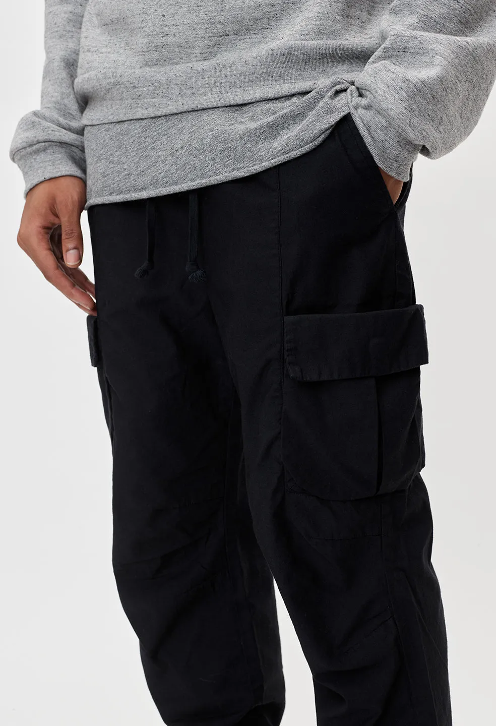 Back Sateen Cargo Pants / Black