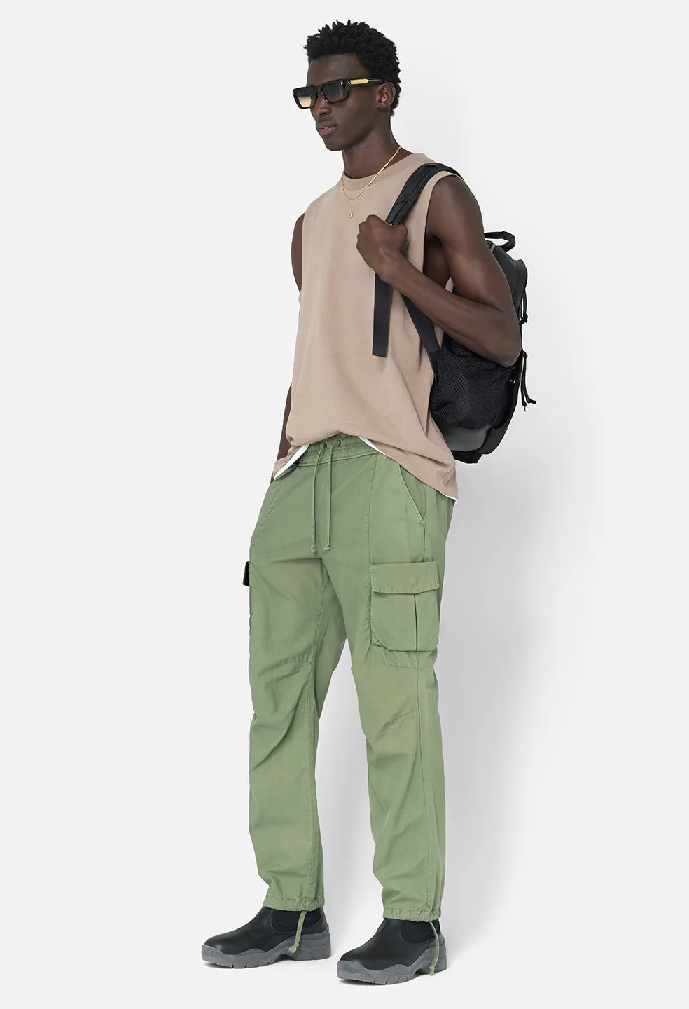 Back Sateen Cargo Pants / Olive