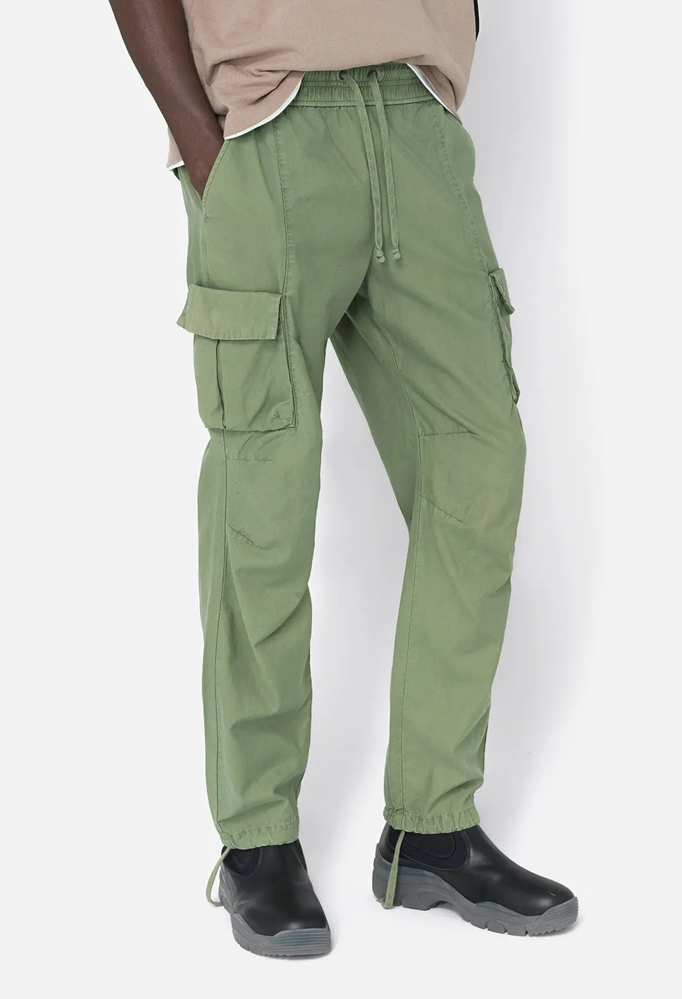 Back Sateen Cargo Pants / Olive