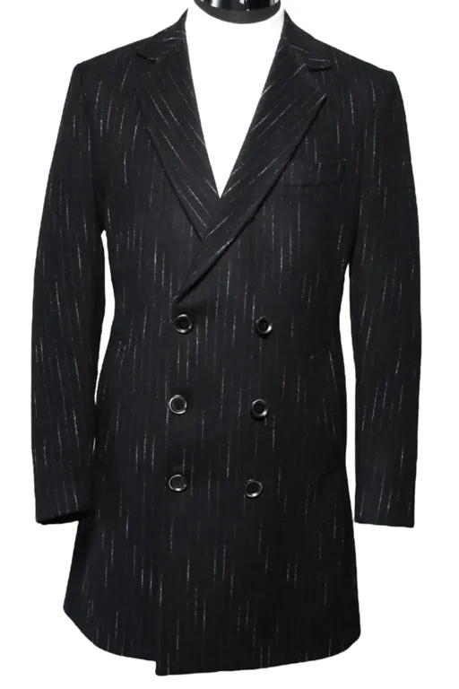 Black Pinstripe Overcoat