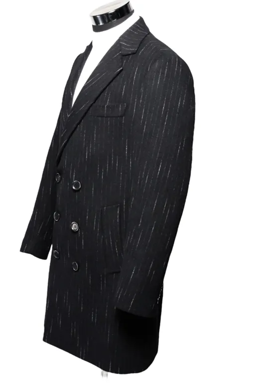 Black Pinstripe Overcoat