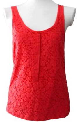 Bright Spring Orange Red Lace Top