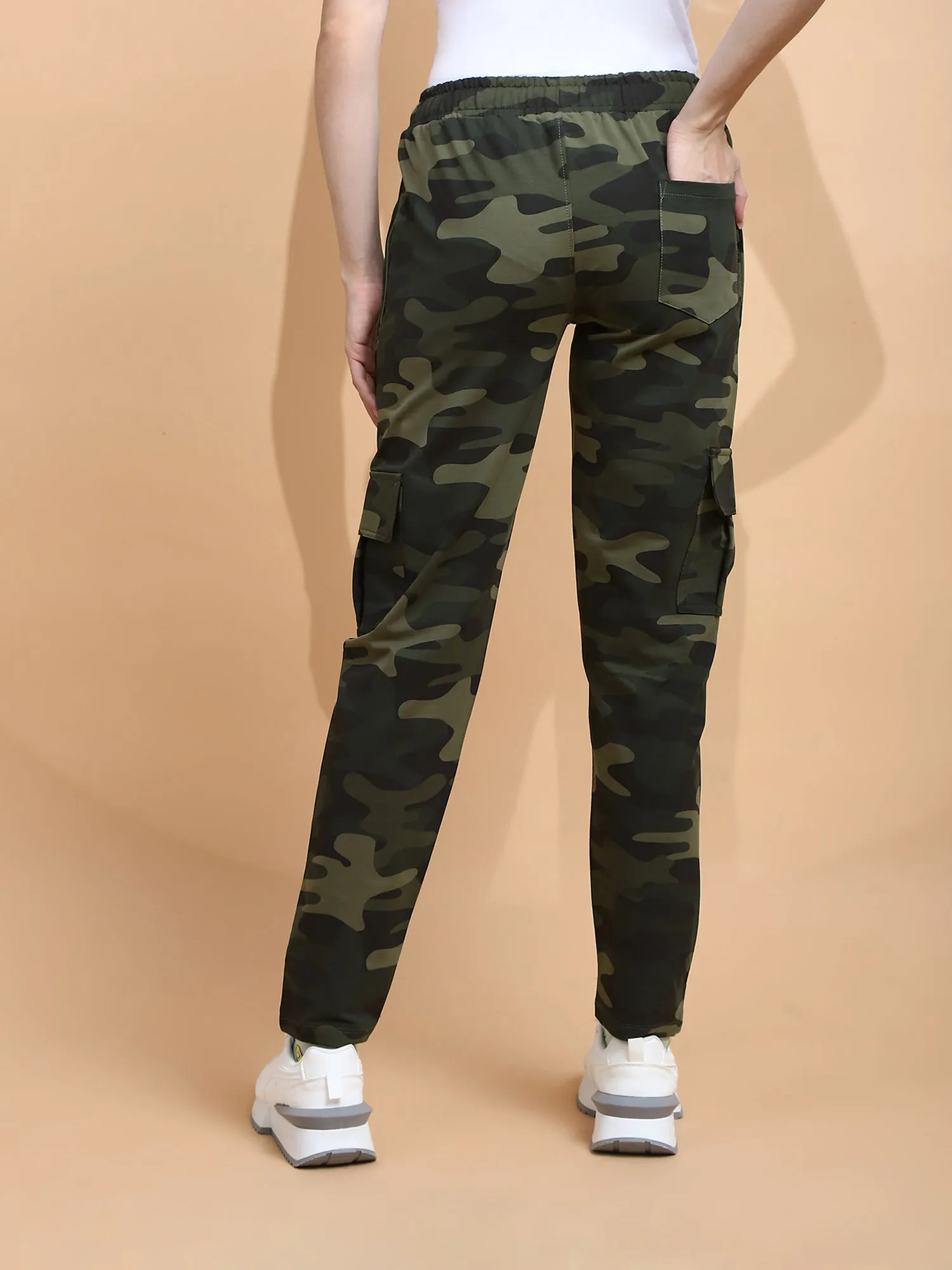 Camo Cotton Blend  Regular Fit Cargo For Women