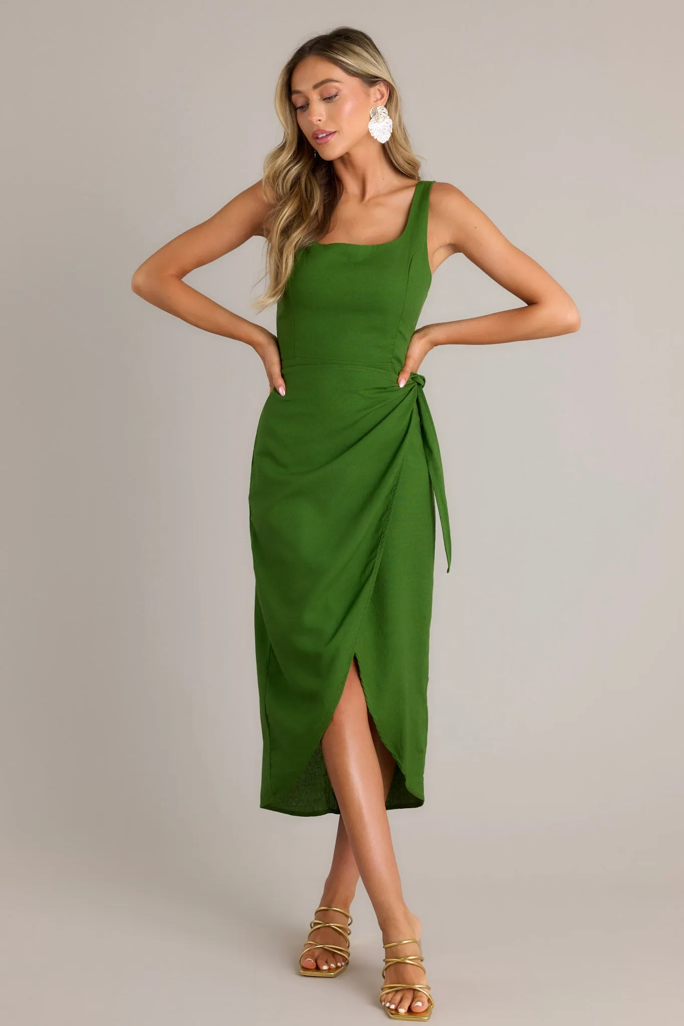 Cardinal Couture Green Midi Wrap Dress