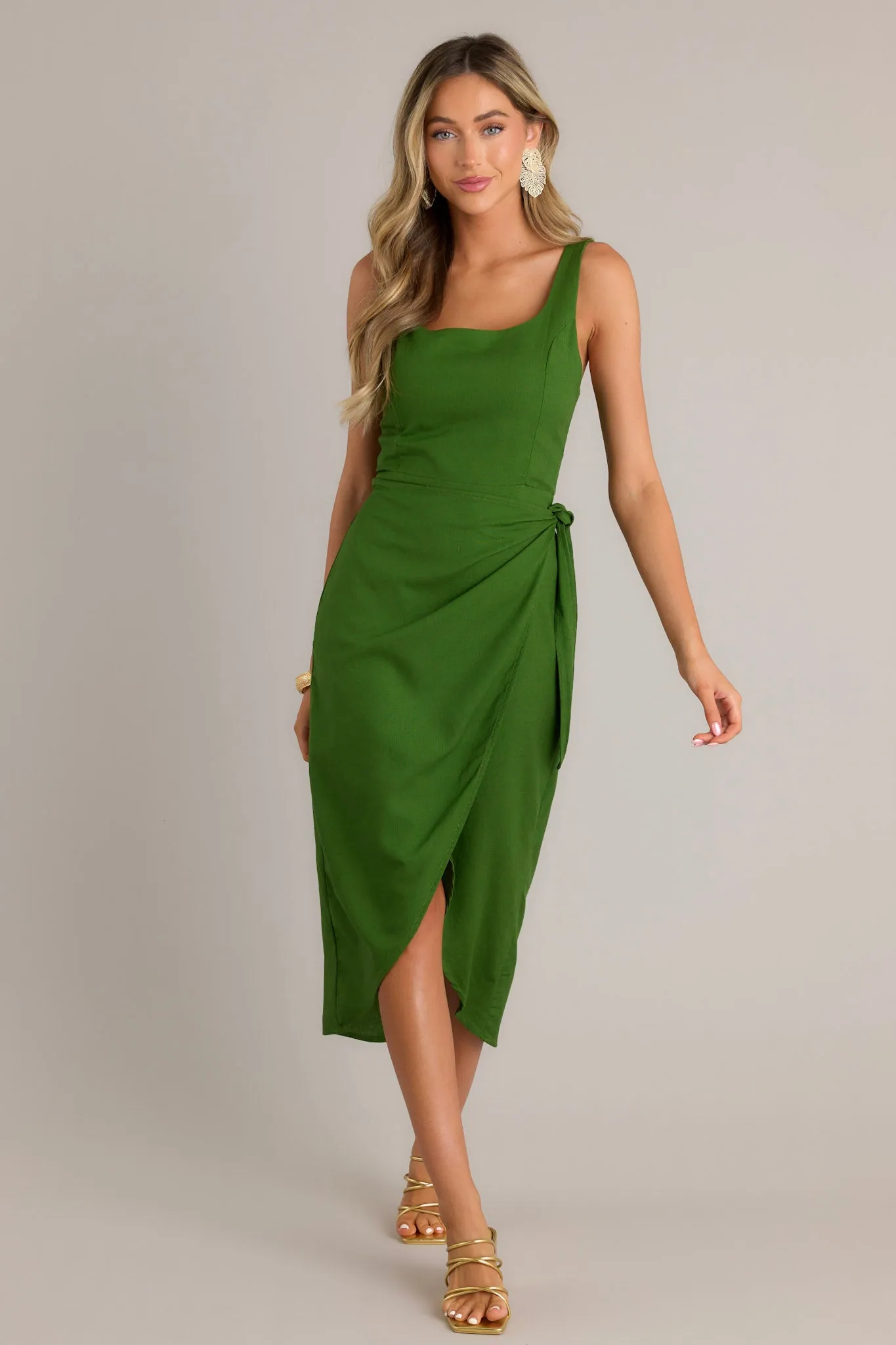 Cardinal Couture Green Midi Wrap Dress