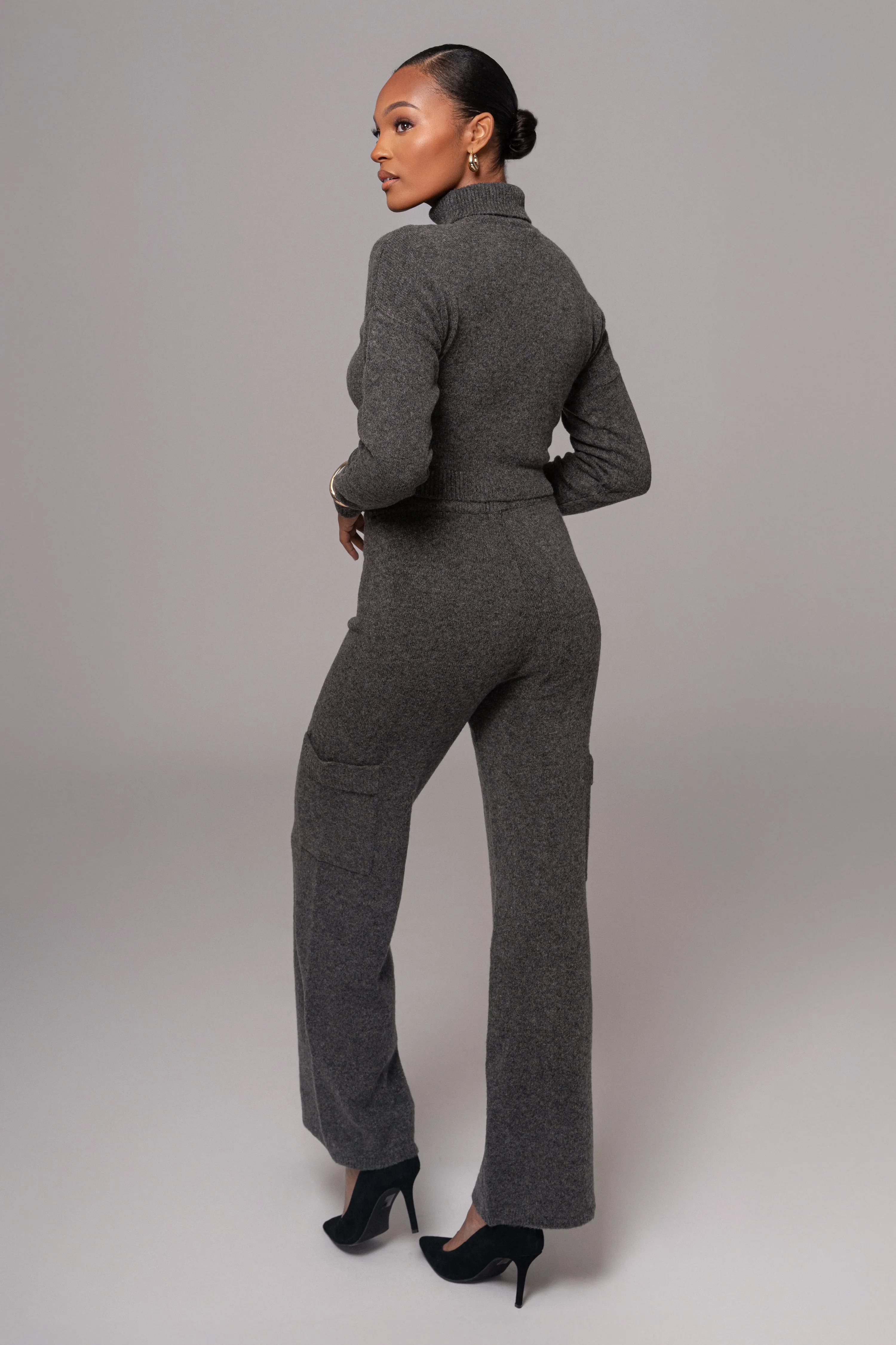 Charcoal Chelsey Knit Pant Set