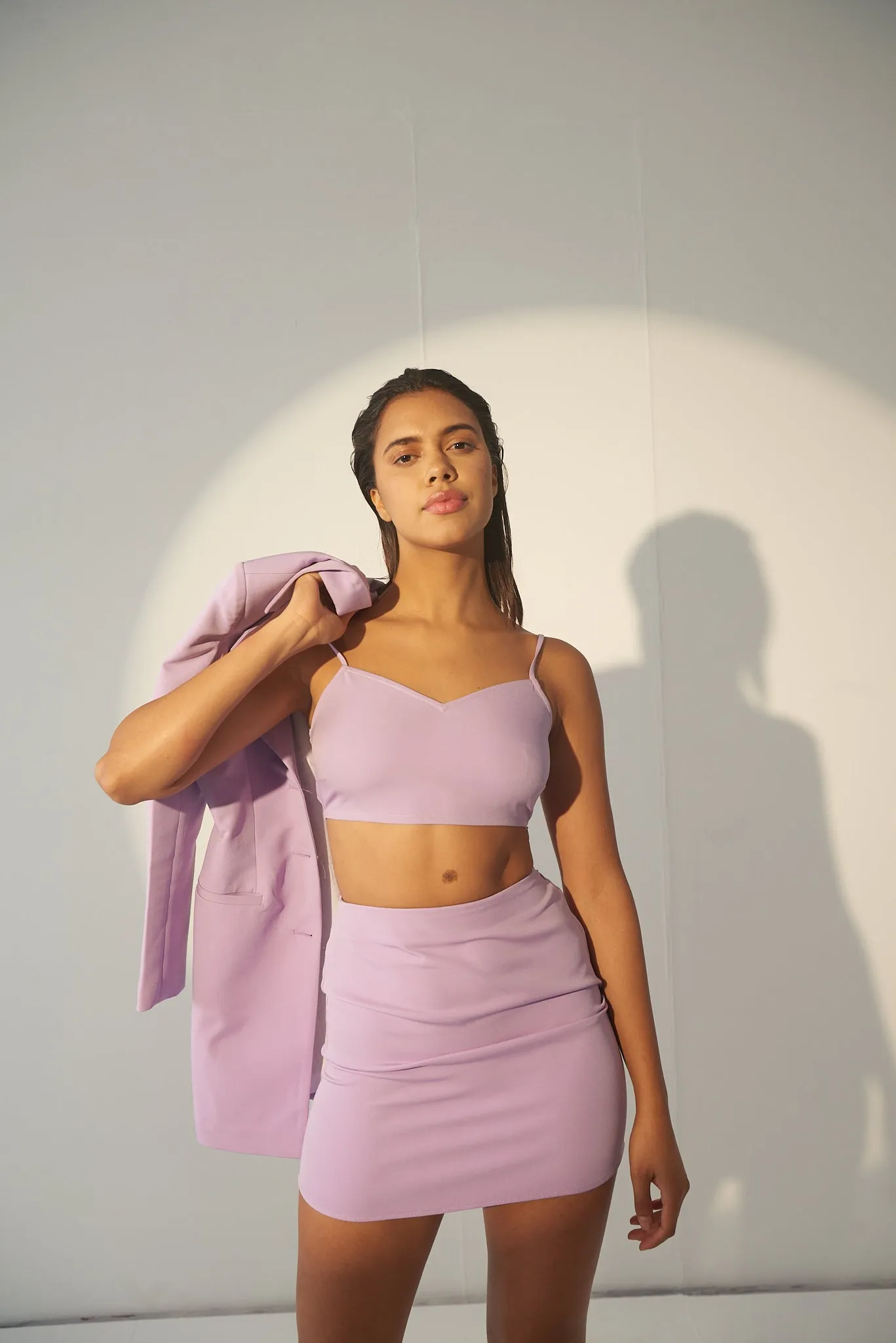 Classic Crepe Lavender Blazer and skirt Co-Ord