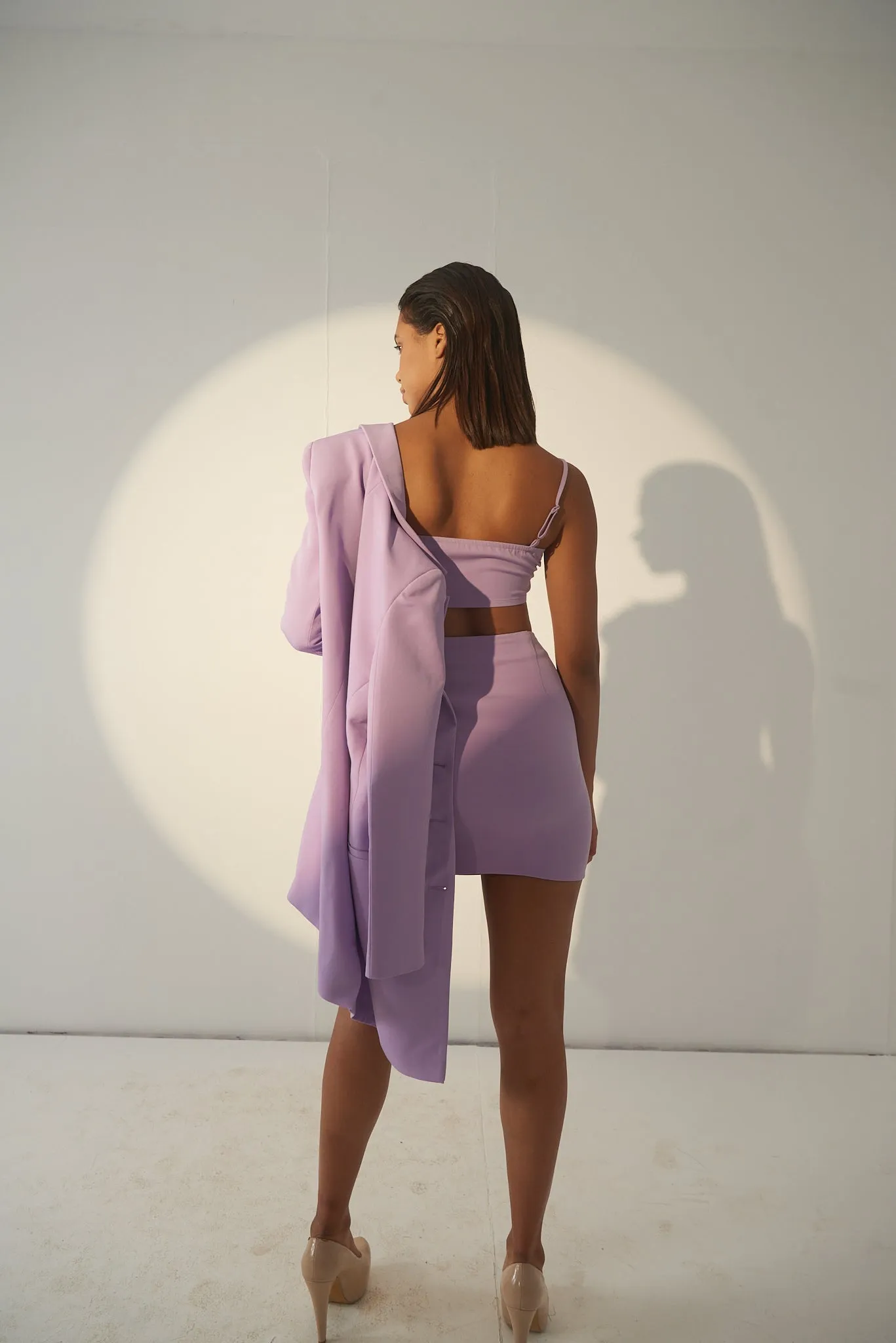 Classic Crepe Lavender Blazer and skirt Co-Ord