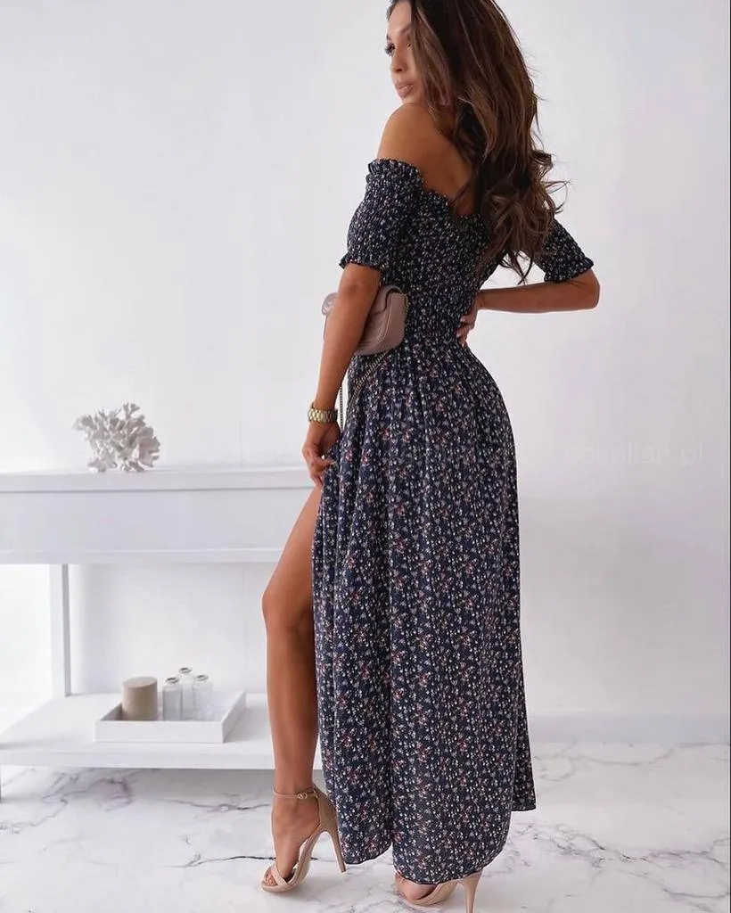 Cold Shoulder Wrap Maxi Dress