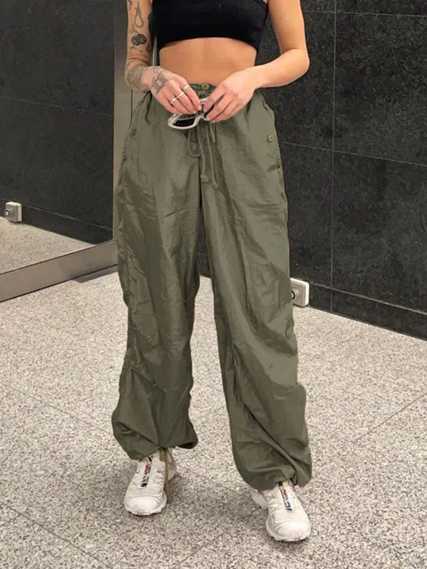 Cozy Low Waist Parachute Cargo Pants