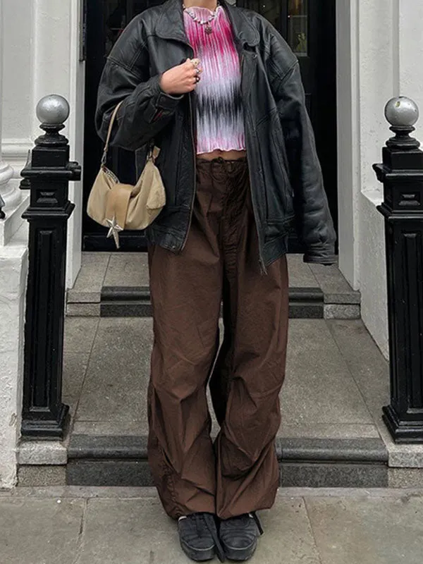 Cozy Low Waist Parachute Cargo Pants