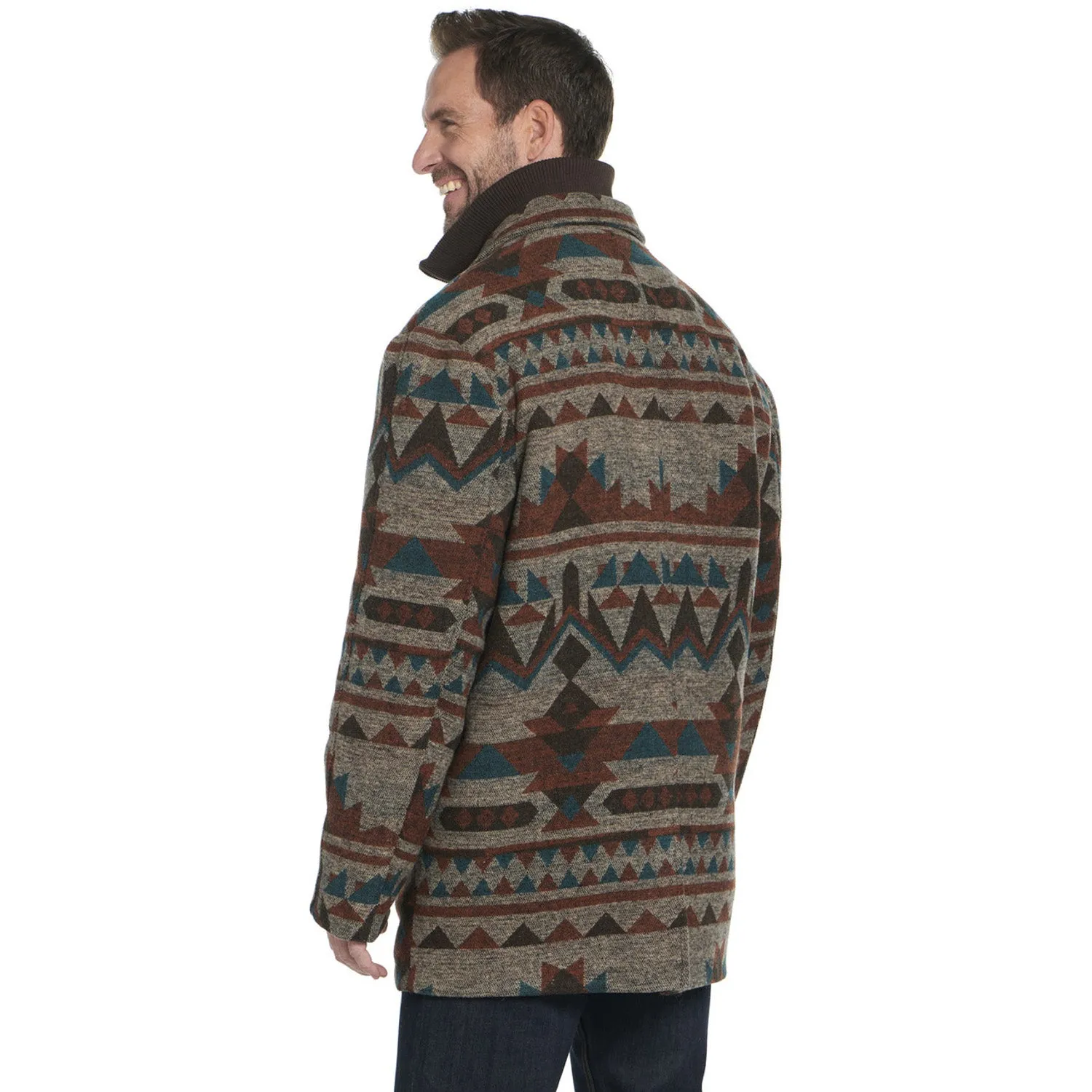 Cripple Creek Mens Navajo Blanket Knit Collar Chocolate Topaz Polyester Overcoat