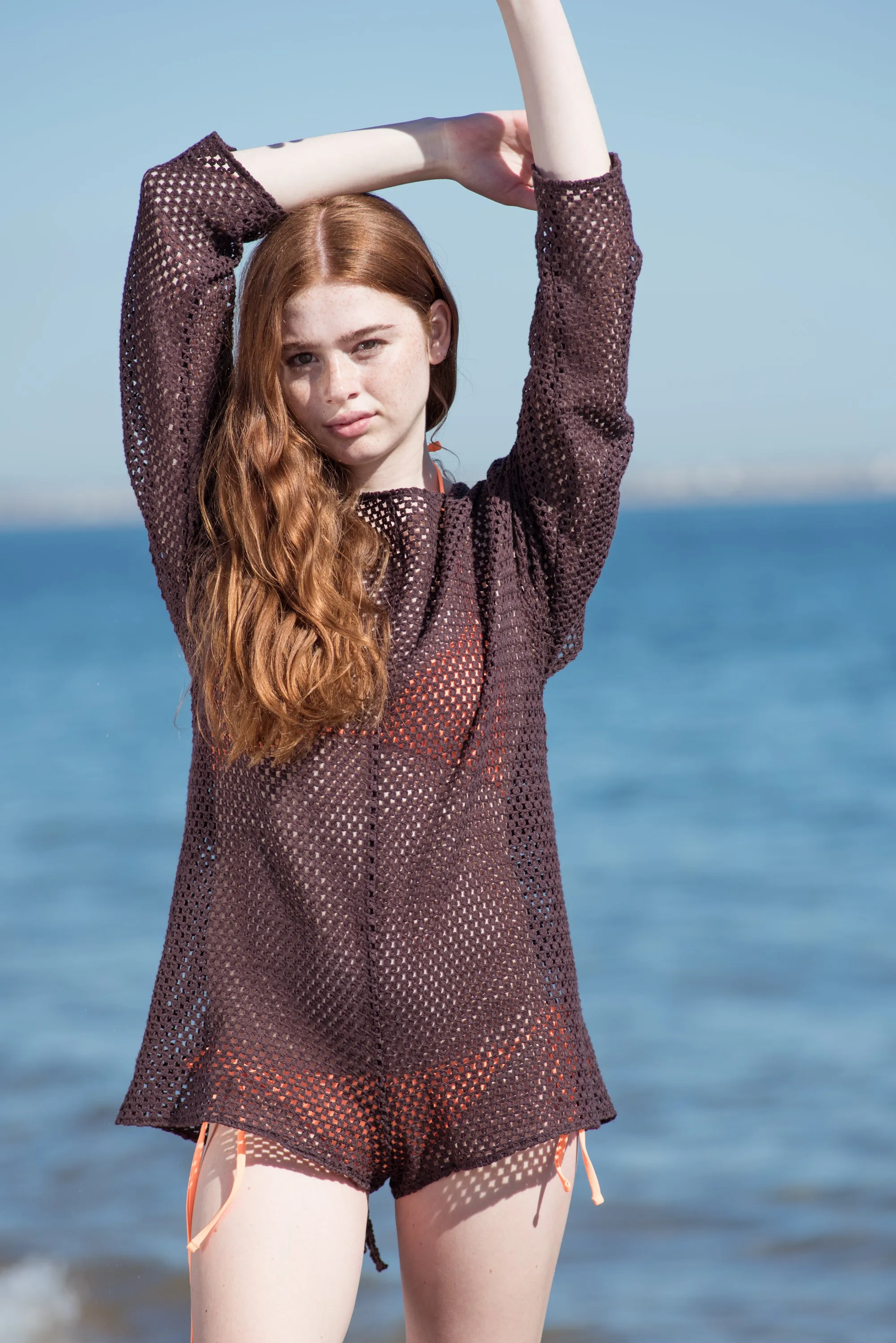 Crochet lace beach romper