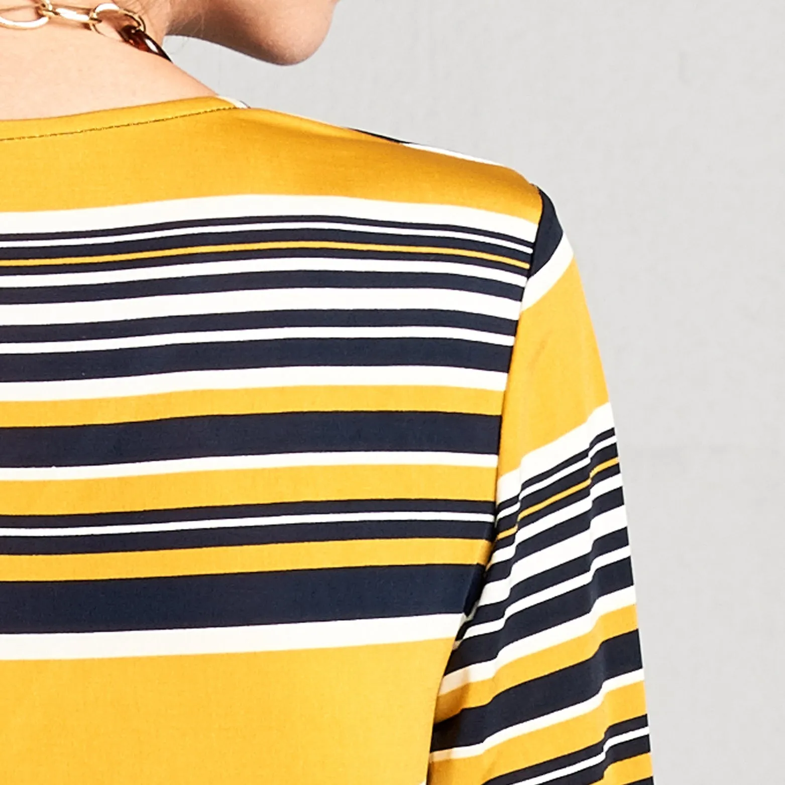 Cuffed Sleeve Venechia Yellow Stripe Dress