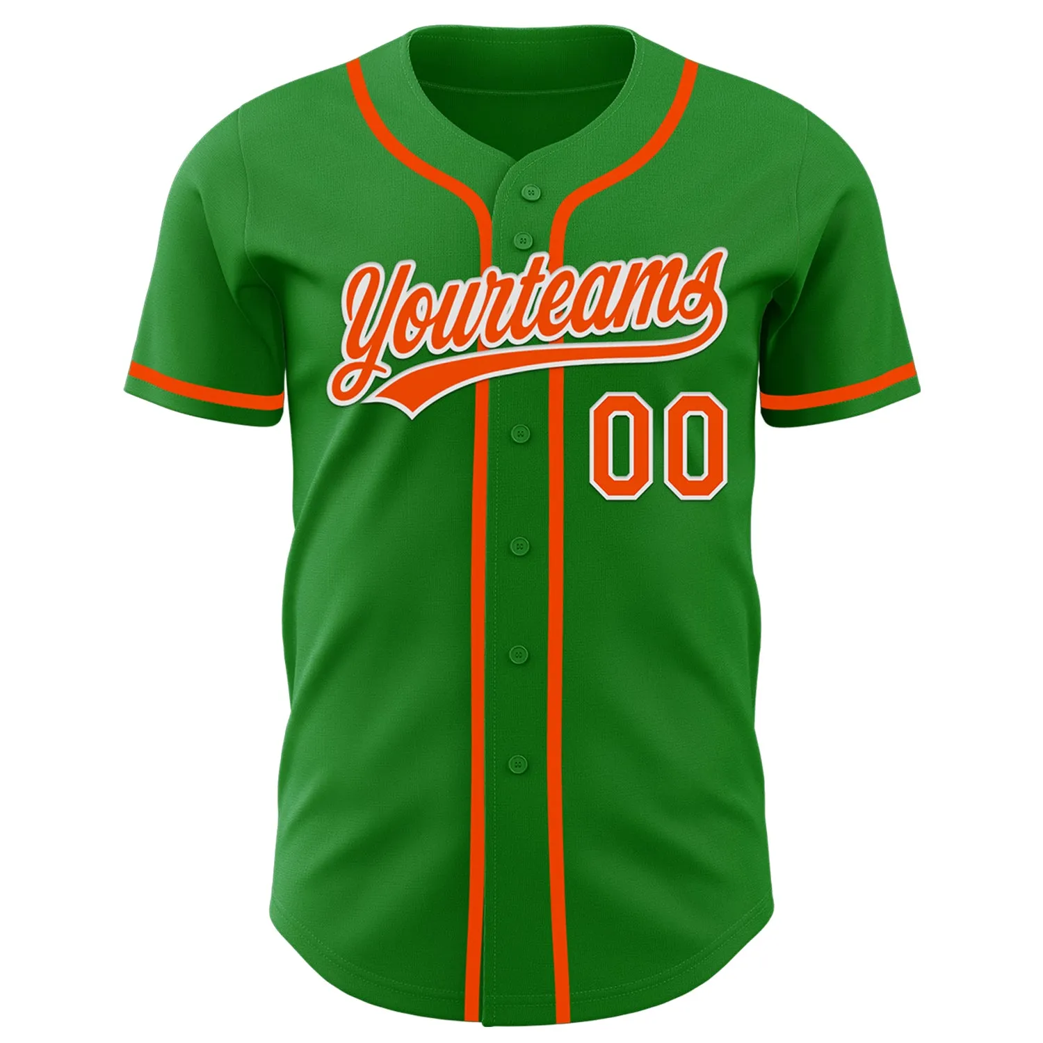 Custom Grass Green Orange-White Authentic Baseball Jersey