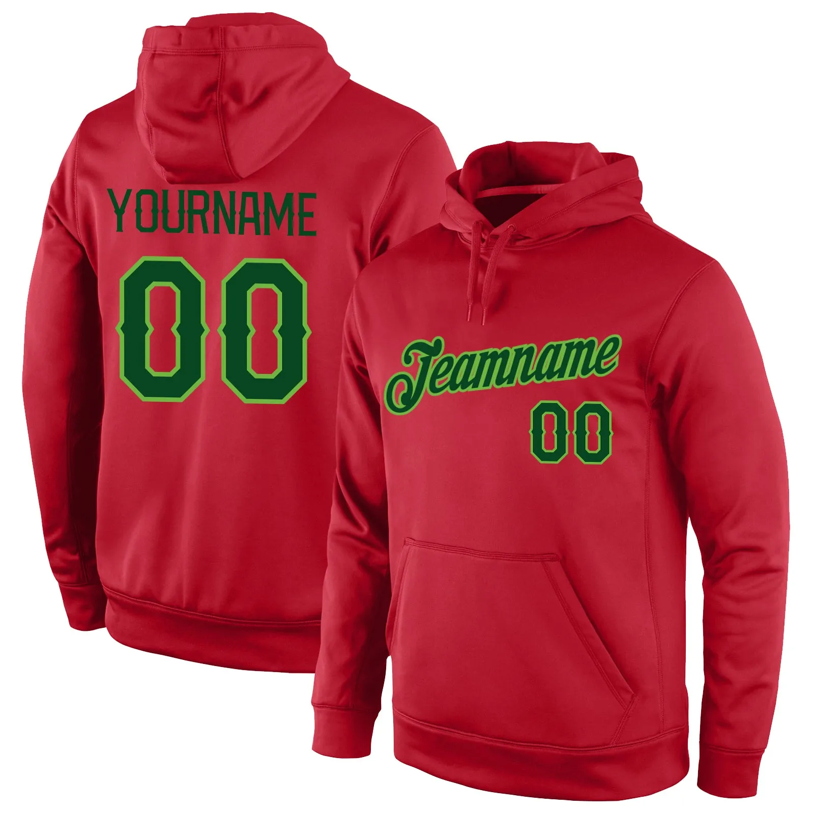 Custom Stitched Red Green-Neon Green Sports Pullover Sweatshirt Hoodie