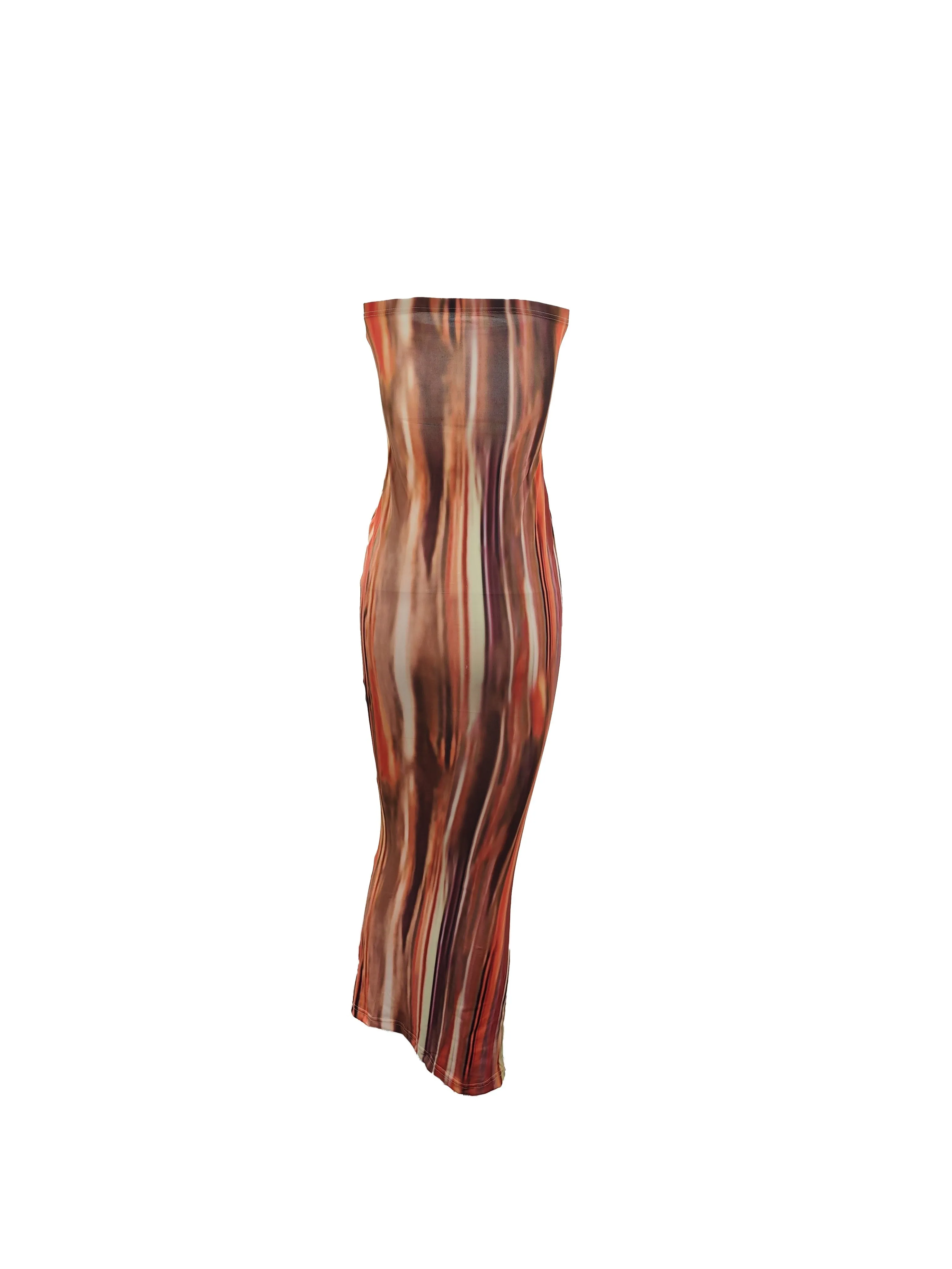 Elegant Strapless Bodycon Sheath Dress for Women - Summer Chic with Durable, Easy-Care Fabric & Unique Print