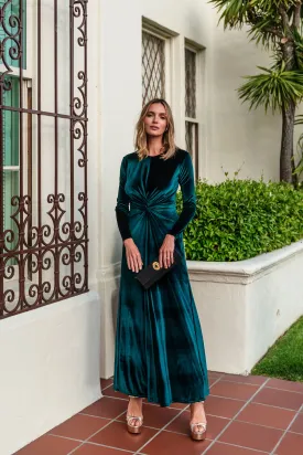 Emerald Velvet Knot Dress