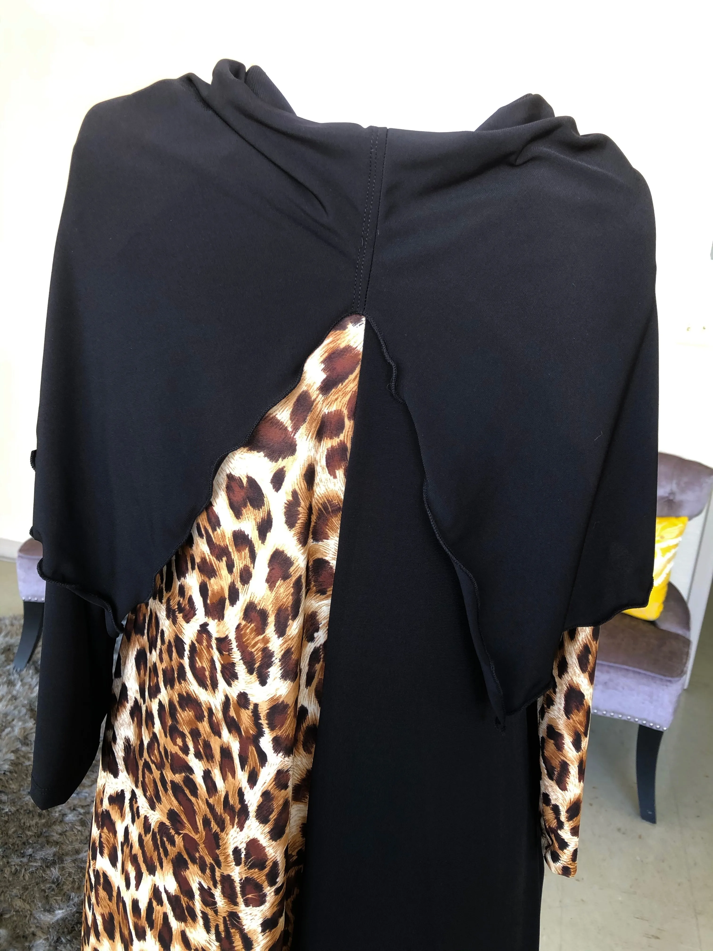 Emma Black and Leopard Contrast Dress (PL)